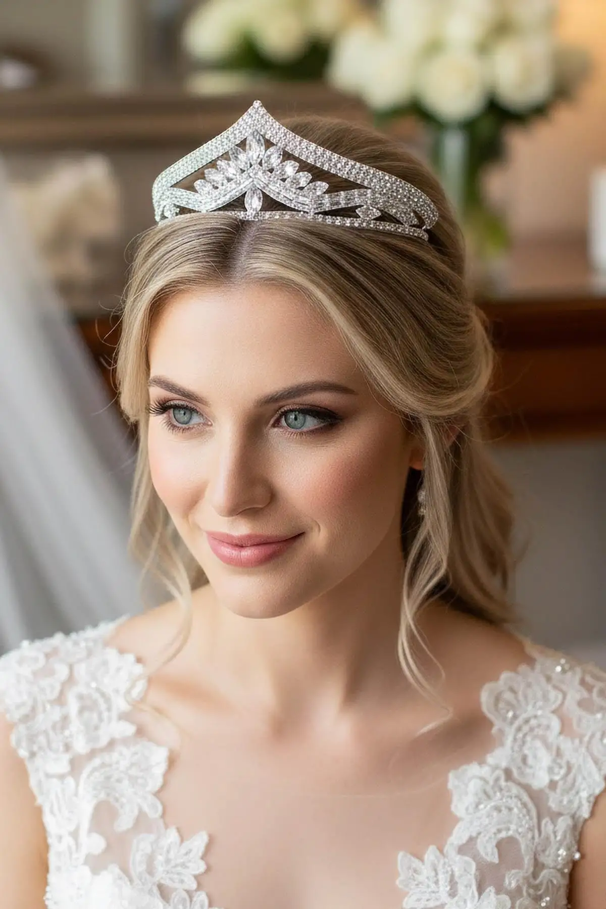 Zirkon Taşlı Gelin/Kına/Nişan/Söz Tasarım Taç