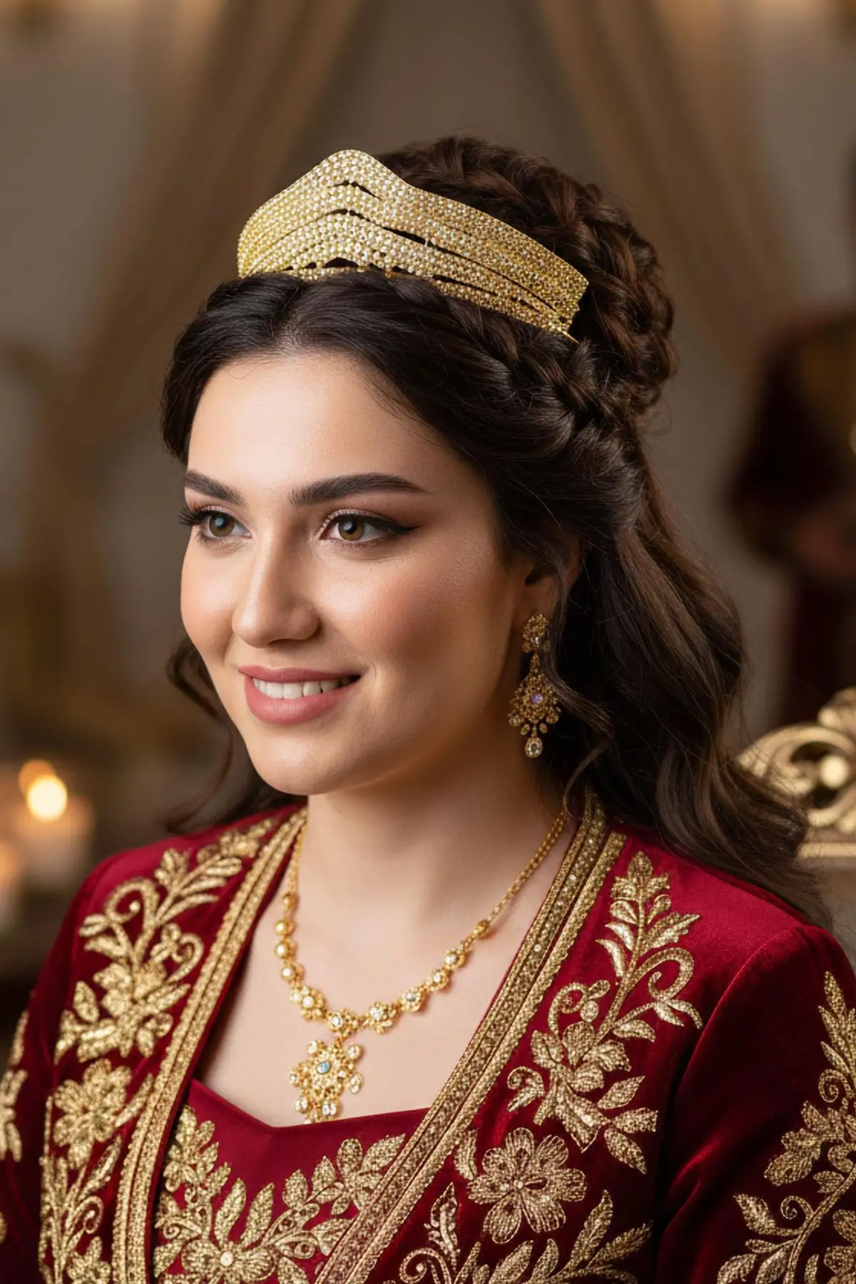 Zirkon Taşlı Gelin/Kına/Nişan/Söz Tasarım Taç