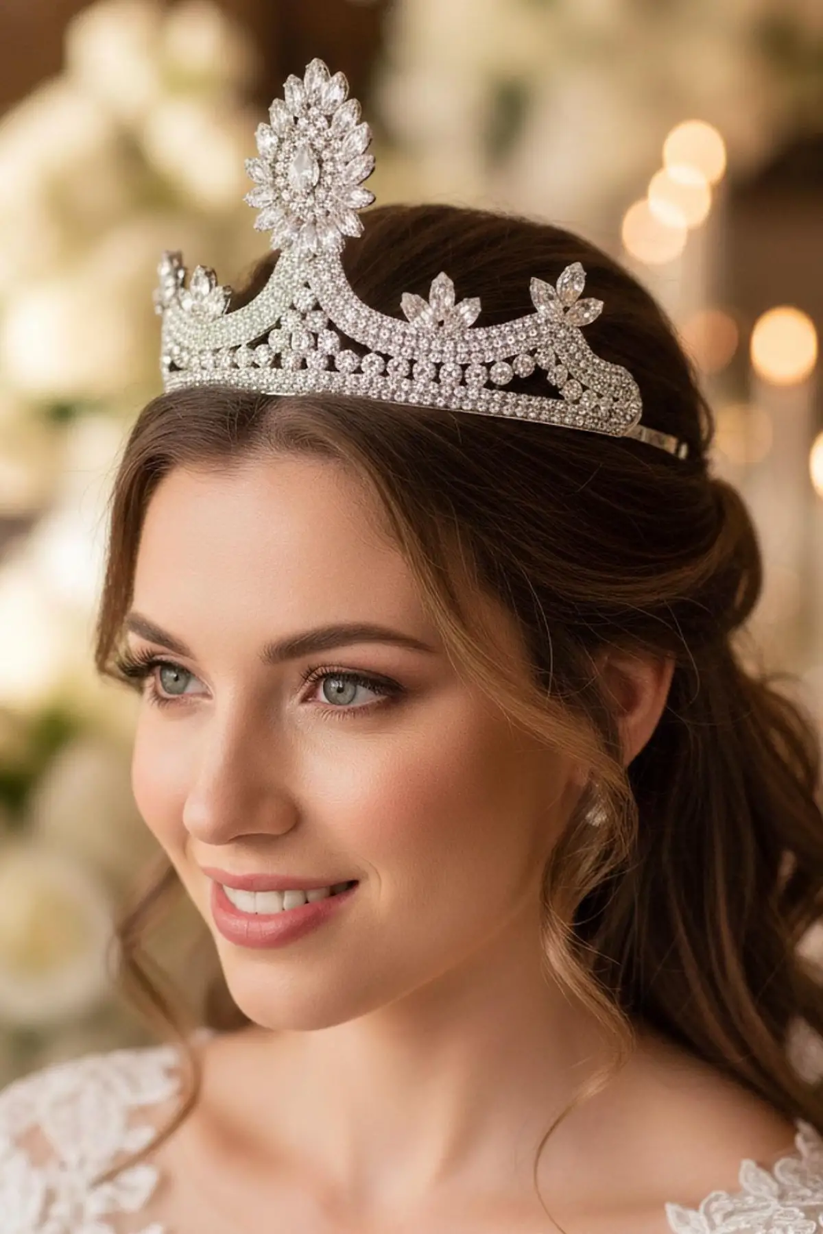 Zirkon Taşlı Gelin/Kına/Nişan/Söz Tasarım Taç