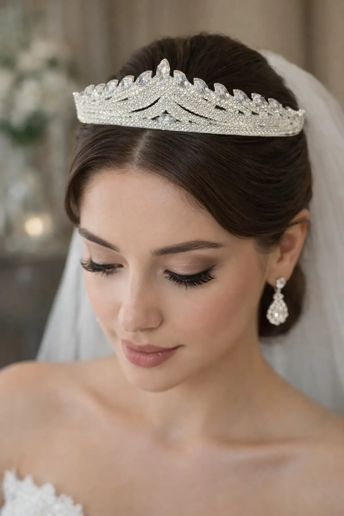 Zirkon Taşlı Gelin/Kına/Nişan/Söz Tasarım Taç