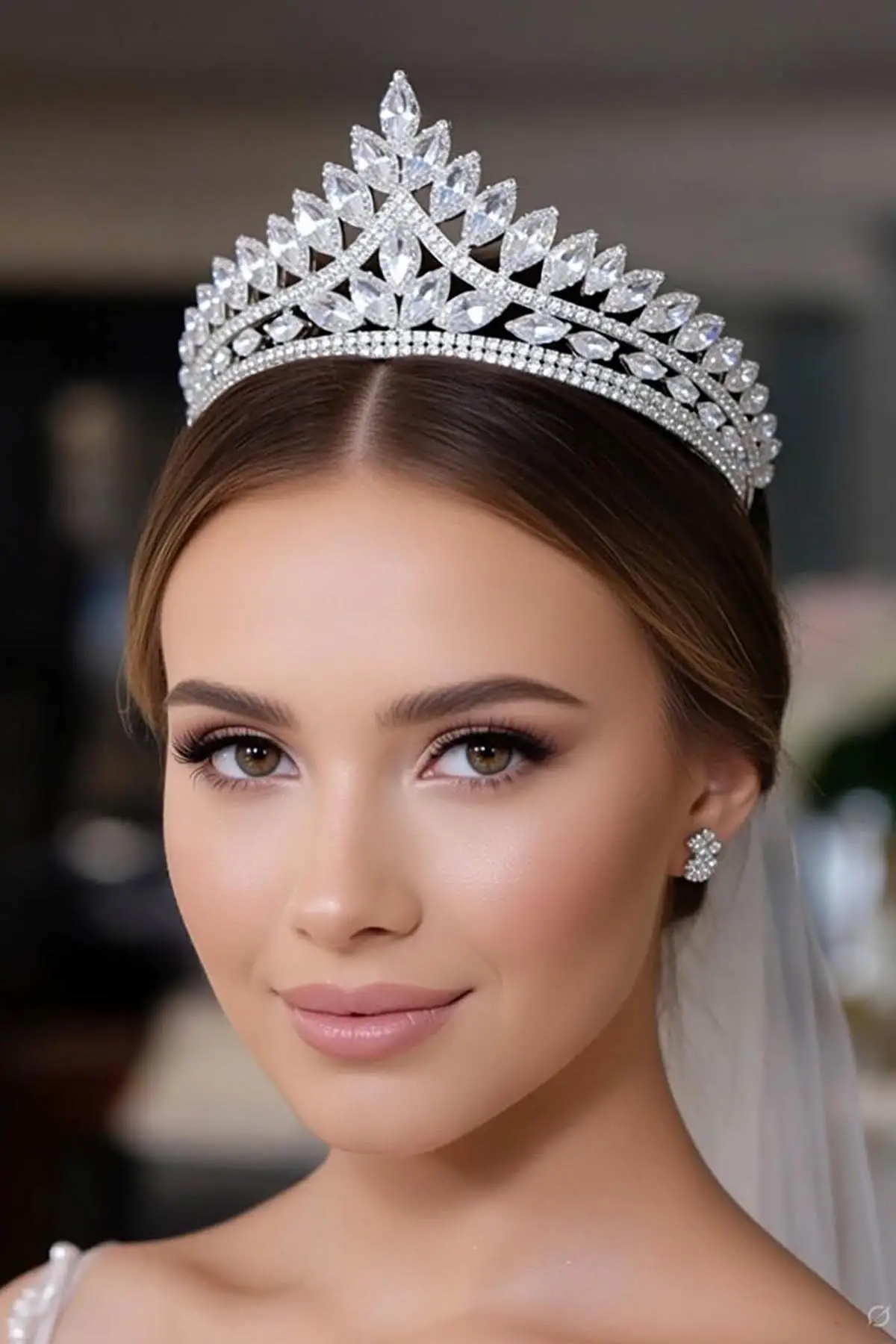 Zirkon Taşlı Gelin/Kına/Nişan/Söz Tasarım Taç