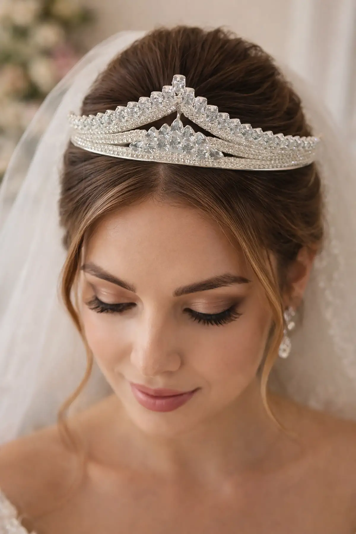 Zirkon Taşlı Gelin/Kına/Nişan/Söz Tasarım Taç