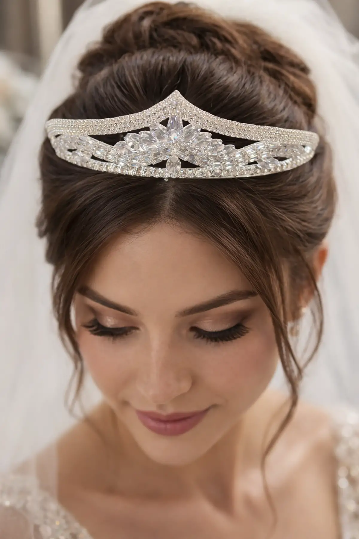 Zirkon Taşlı Gelin/Kına/Nişan/Söz Tasarım Taç