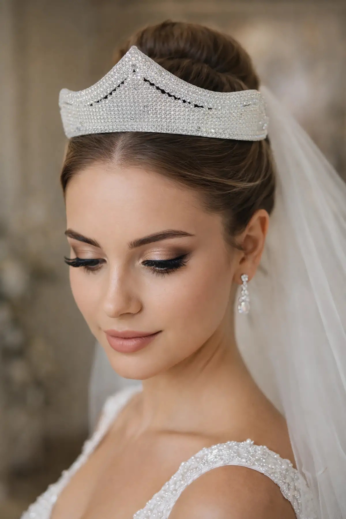 Zirkon Taşlı Gelin/Kına/Nişan/Söz Tasarım Taç