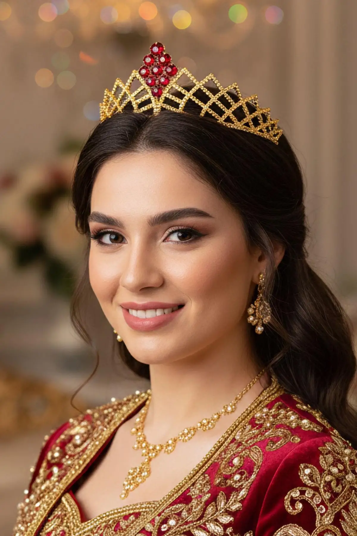 Zirkon Taşlı Gelin/Kına/Nişan/Söz Tasarım Taç