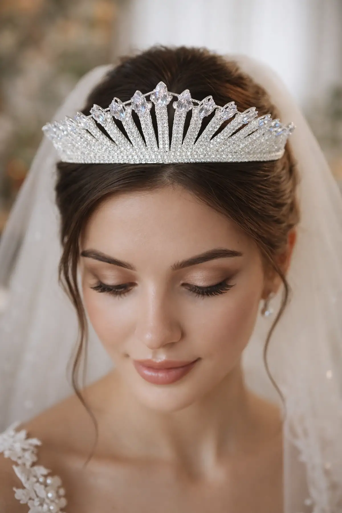 Zirkon Taşlı Gelin/Kına/Nişan/Söz Tasarım Taç