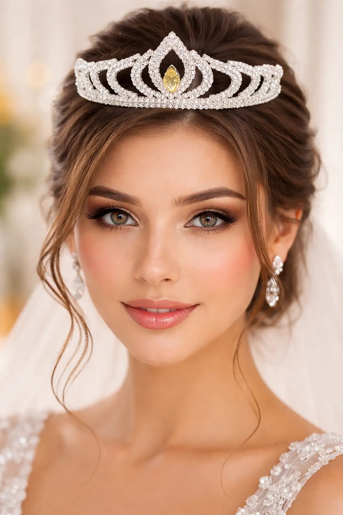 Zirkon Taşlı Gelin/Kına/Nişan/Söz Tasarım Taç