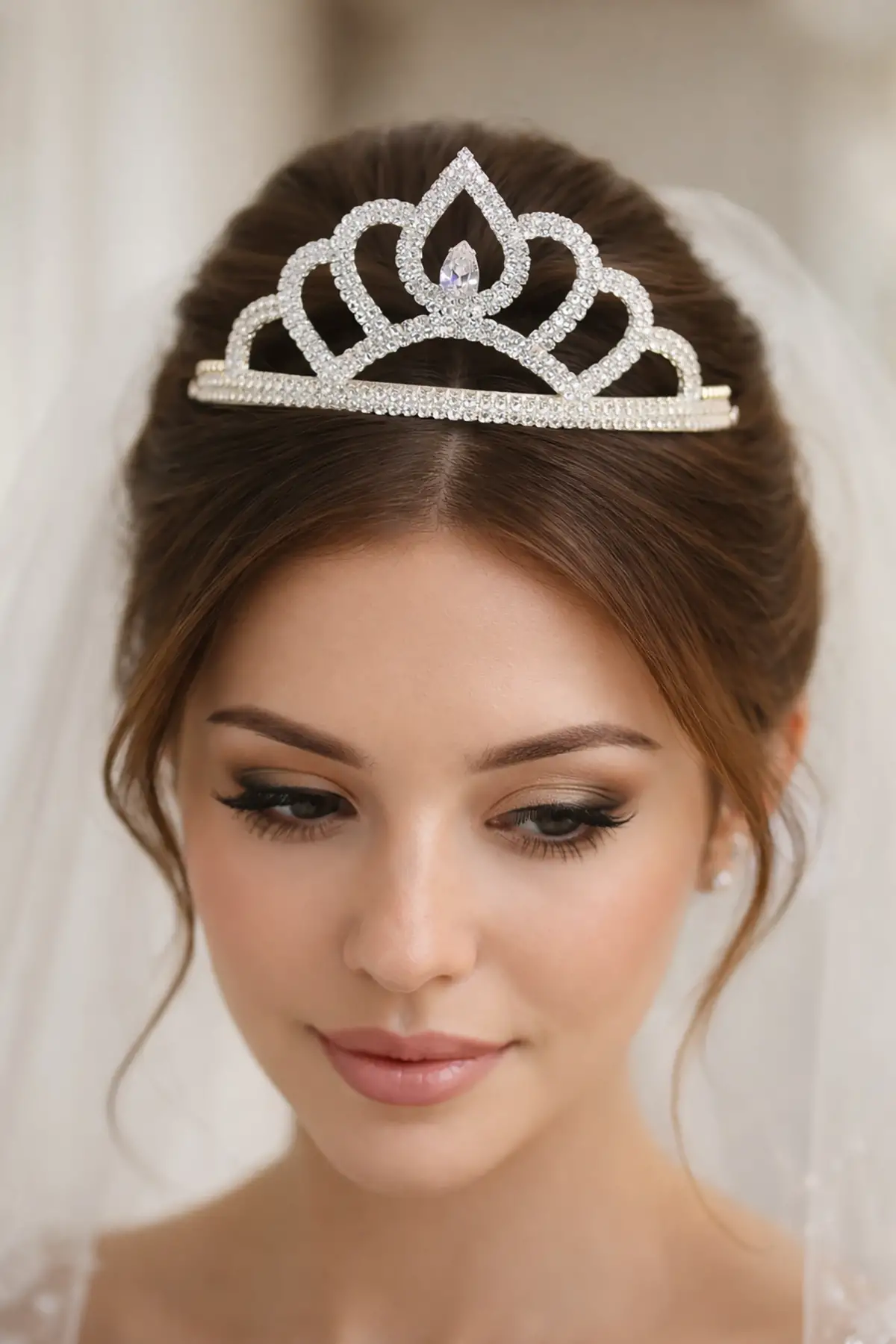 Zirkon Taşlı Gelin/Kına/Nişan/Söz Tasarım Taç