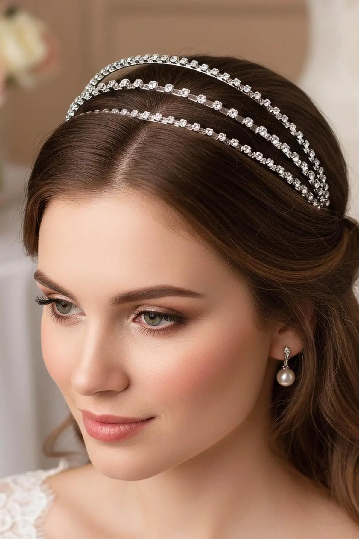 Zirkon Taşlı Gelin/Kına/Nişan/Söz Tasarım Taç