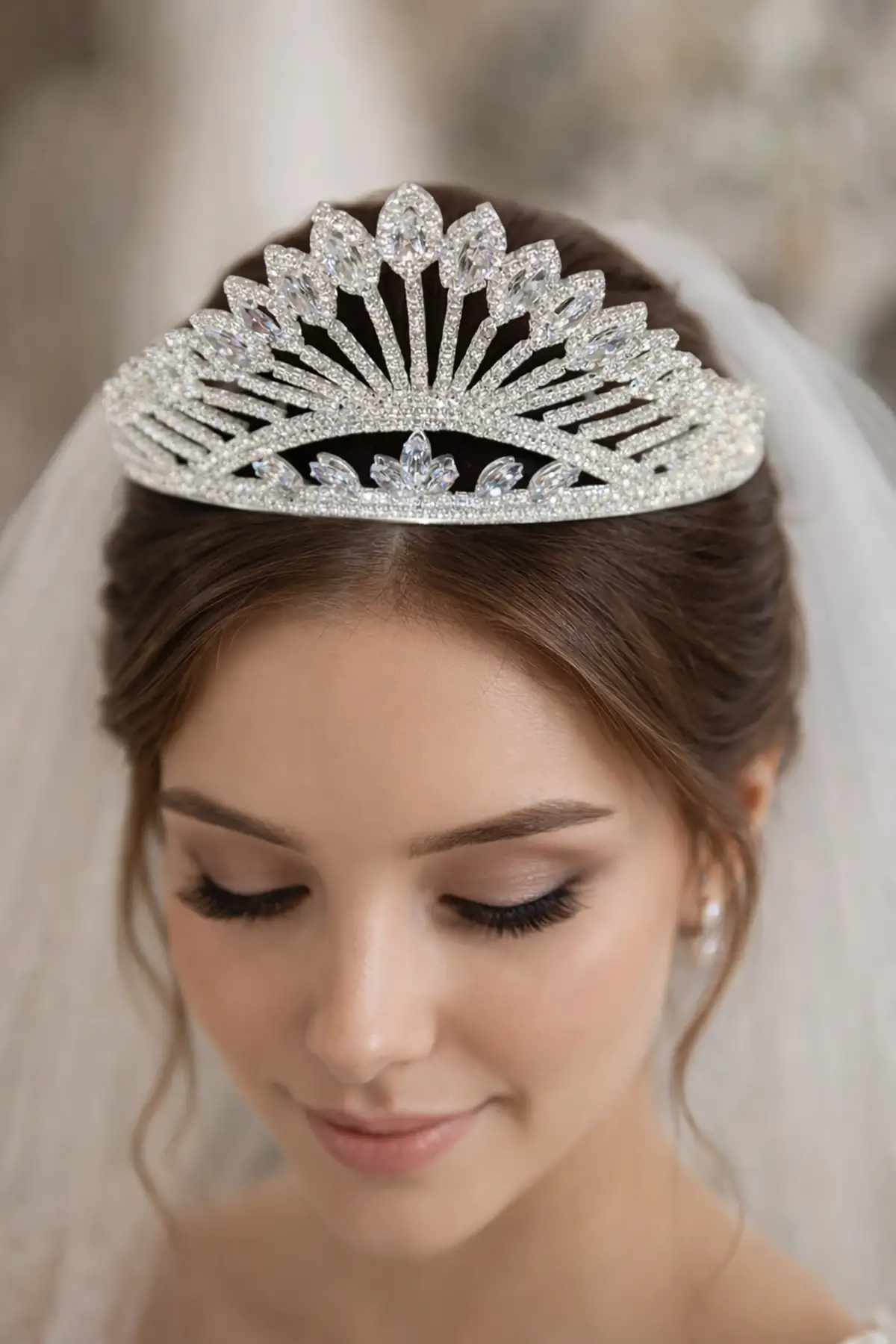 Zirkon Taşlı Gelin/Kına/Nişan/Söz Tasarım Taç