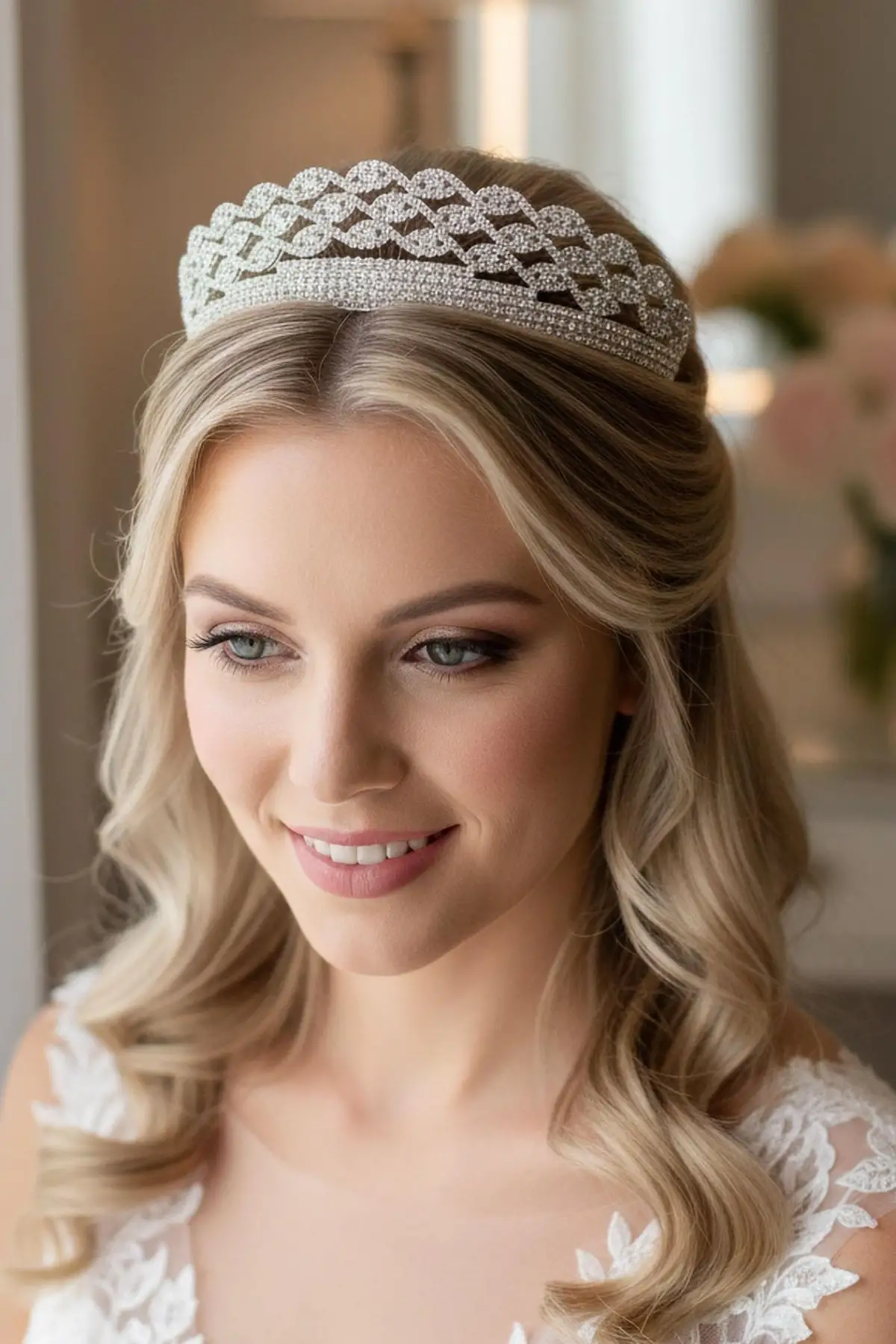 Zirkon Taşlı Gelin/Kına/Nişan/Söz Tasarım Taç