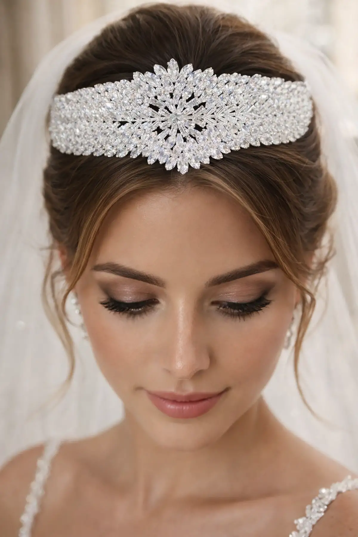 Zirkon Taşlı Gelin/Kına/Nişan/Söz Tasarım Taç