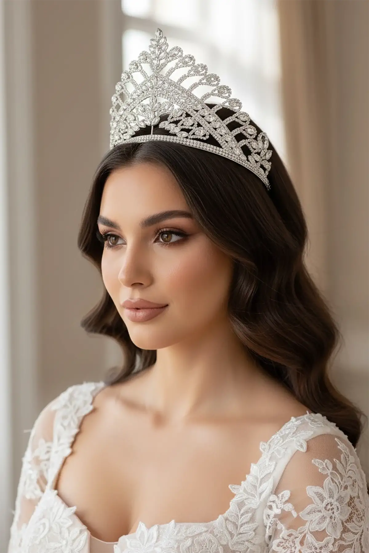 Zirkon Taşlı Gelin/Kına/Nişan/Söz Tasarım Taç