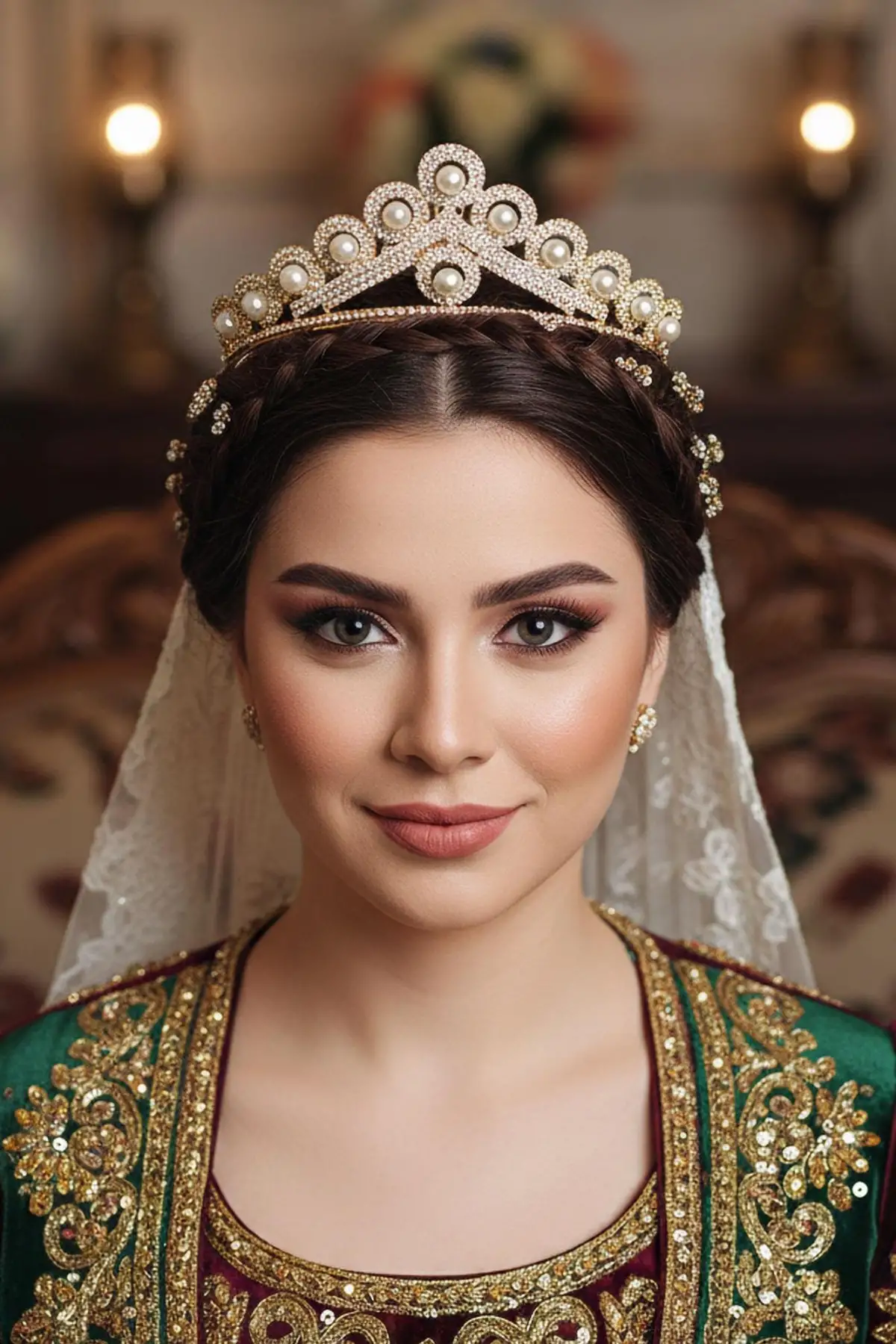 Zirkon Taşlı Gelin/Kına/Nişan/Söz Tasarım Taç