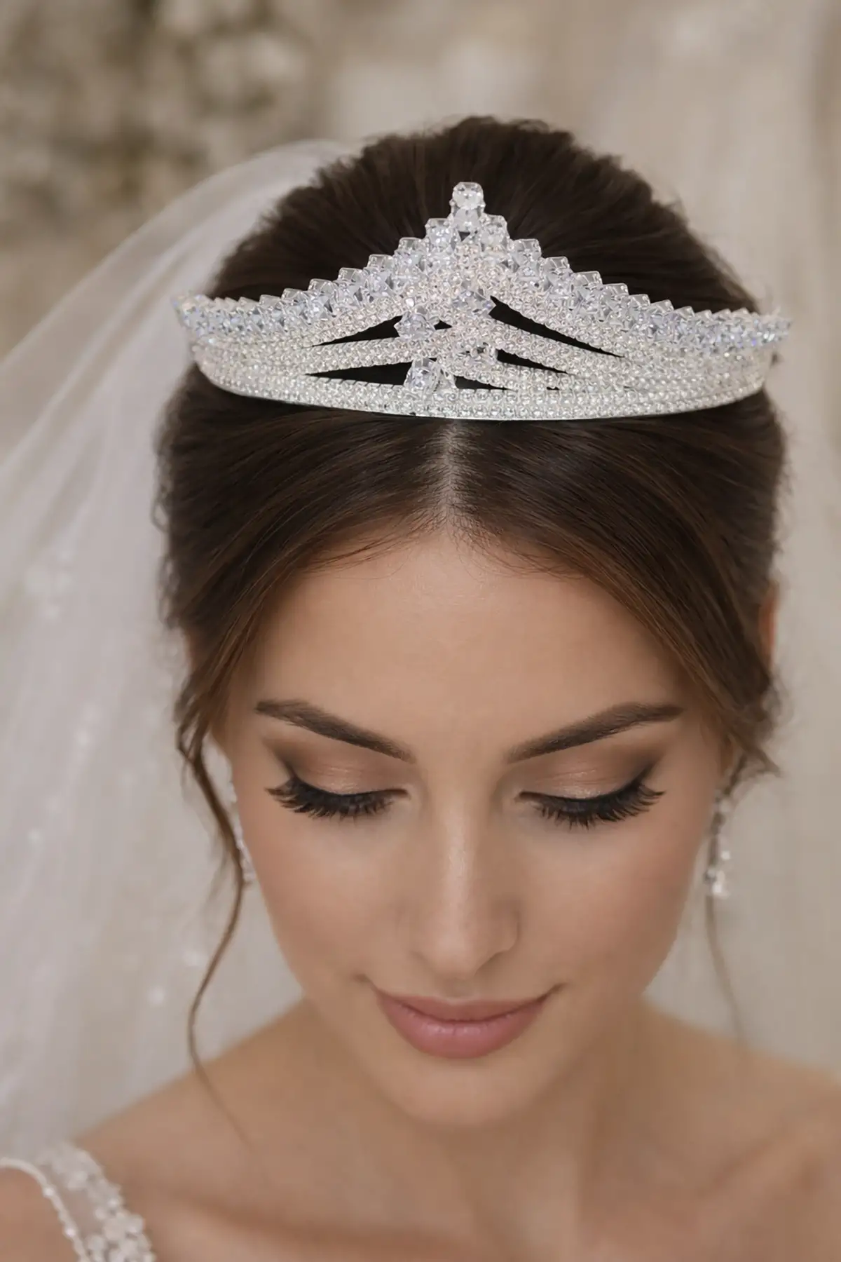 Zirkon Taşlı Gelin/Kına/Nişan/Söz Tasarım Taç