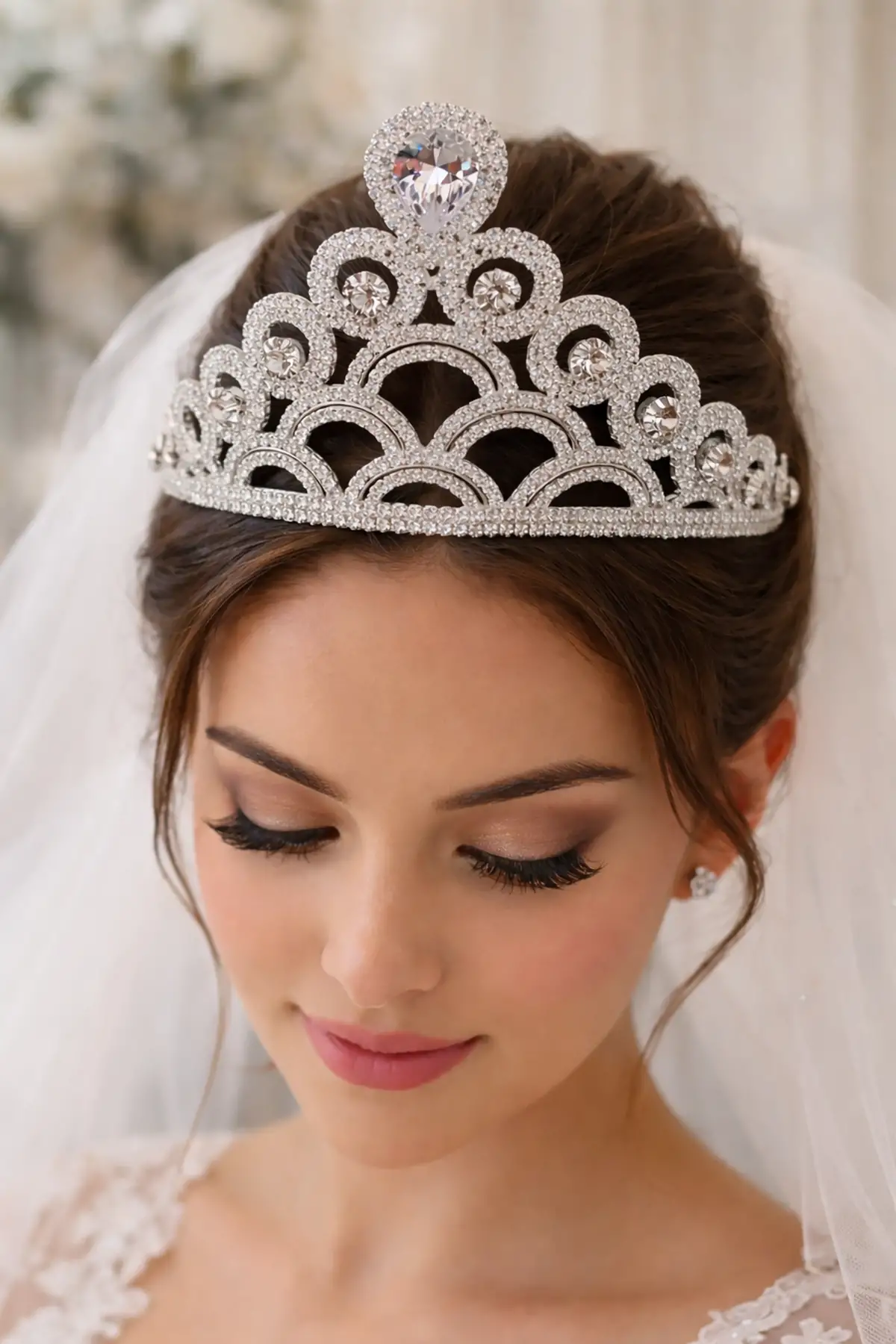 Zirkon Taşlı Gelin/Kına/Nişan/Söz Tasarım Taç