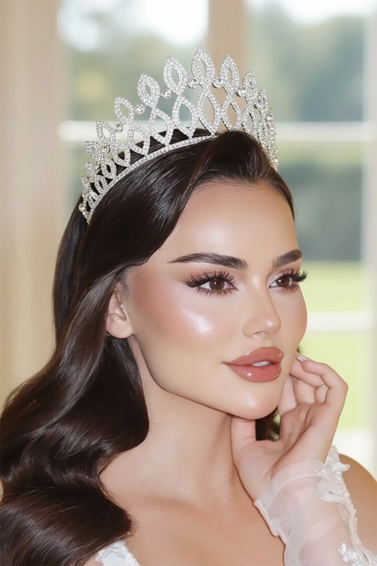 Zirkon Taşlı Gelin/Kına/Nişan/Söz Tasarım Taç