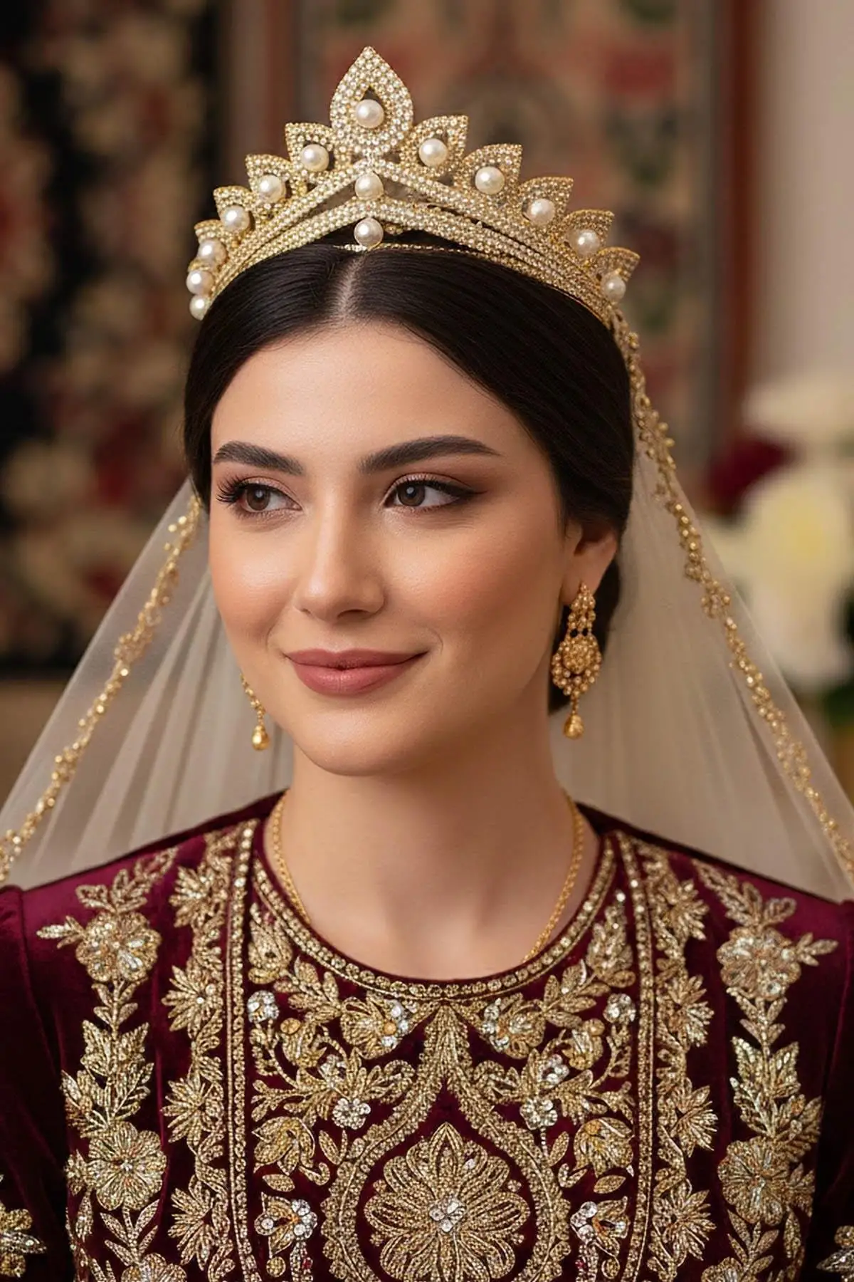 Zirkon Taşlı Gelin/Kına/Nişan/Söz Tasarım Taç