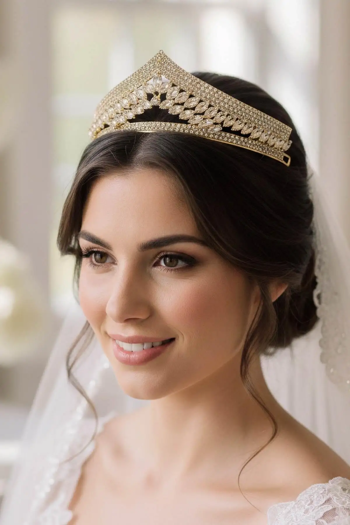 Zirkon Taşlı Gelin/Kına/Nişan/Söz Tasarım Taç