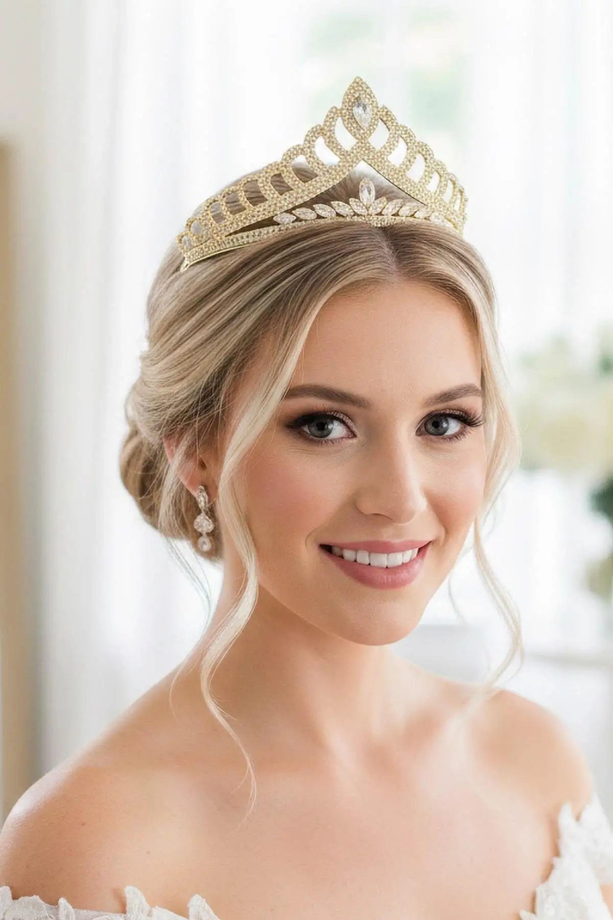 Zirkon Taşlı Gelin/Kına/Nişan/Söz Tasarım Taç