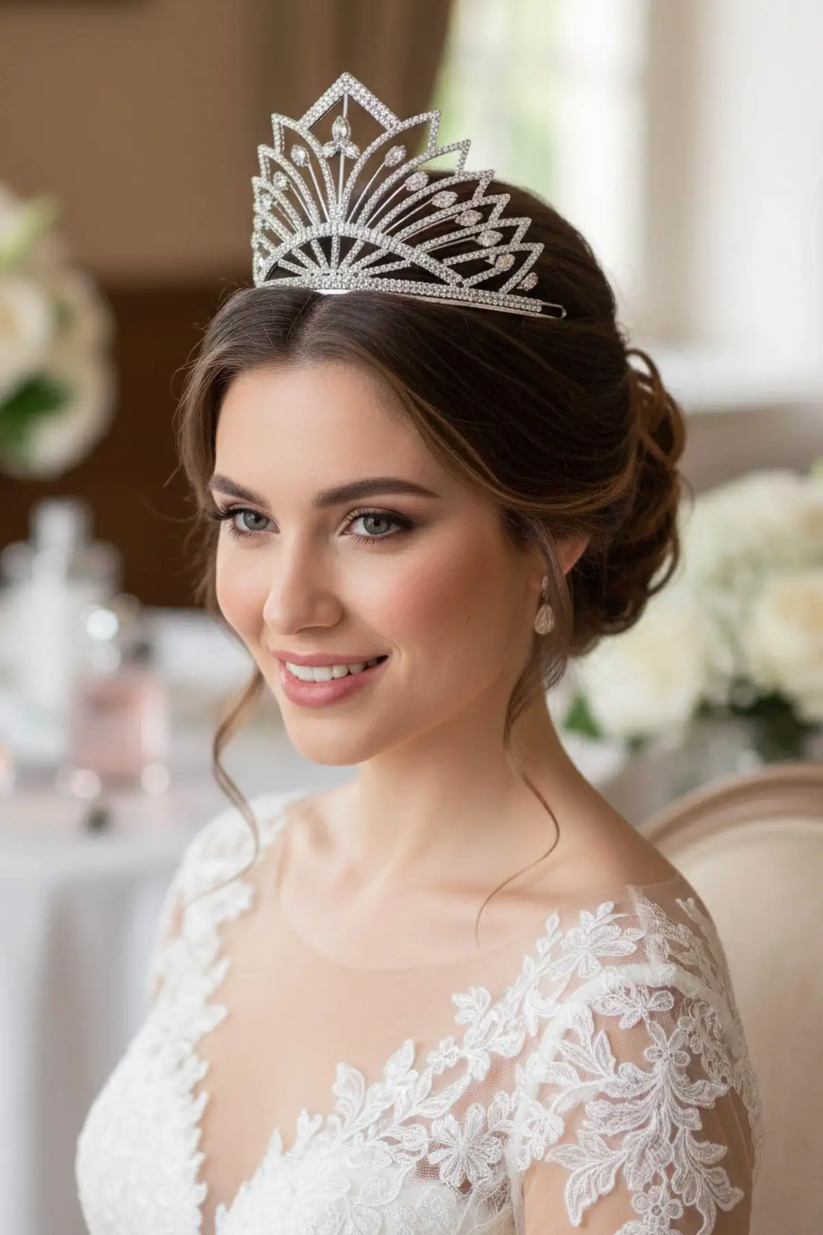 Zirkon Taşlı Gelin/Kına/Nişan/Söz Tasarım Taç