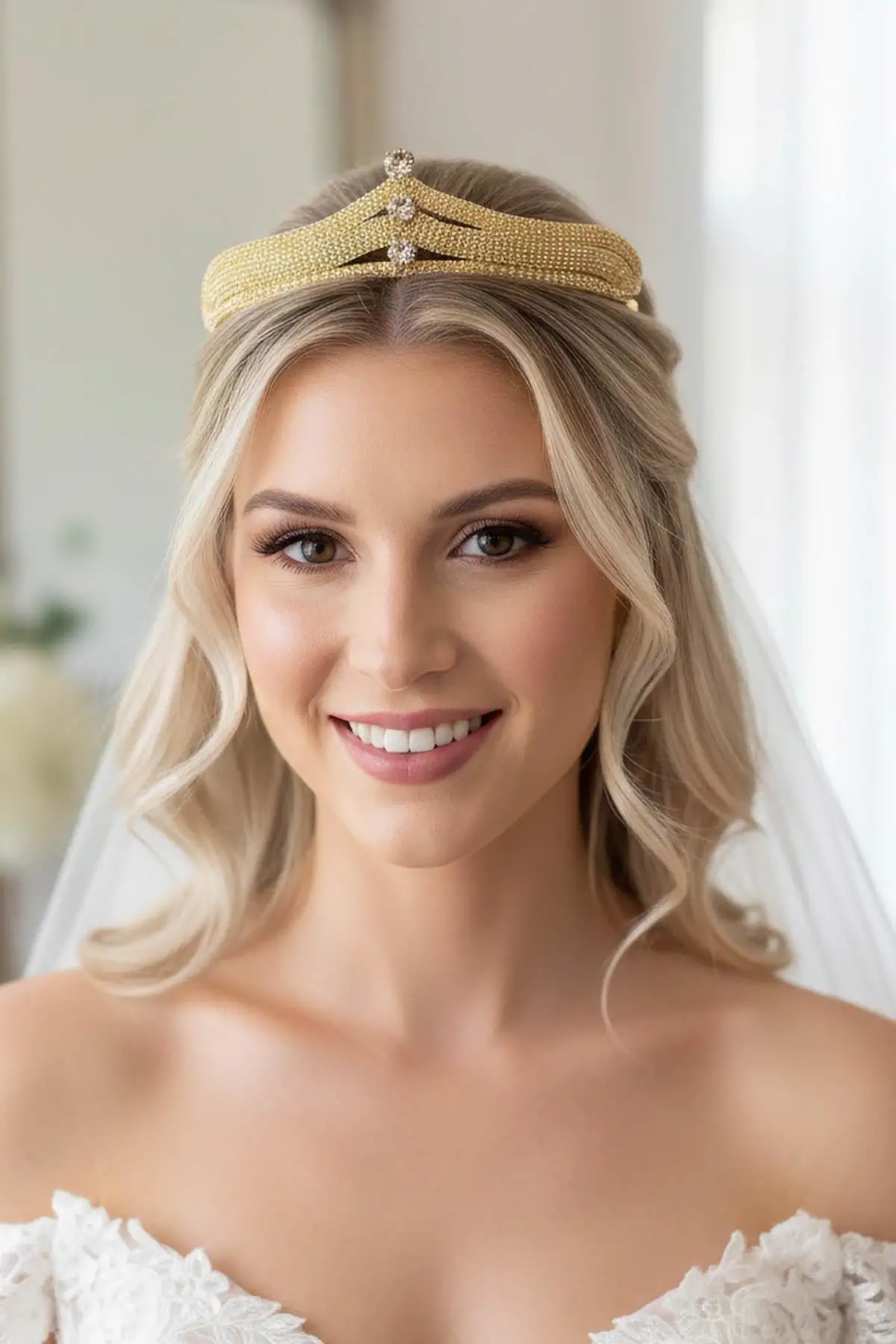 Zirkon Taşlı Gelin/Kına/Nişan/Söz Tasarım Taç