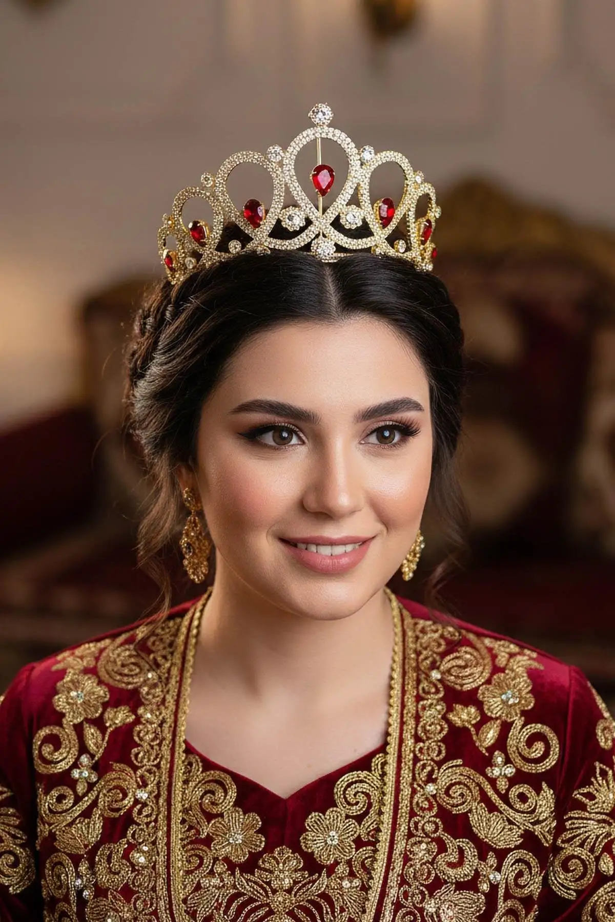 Zirkon Taşlı Gelin/Kına/Nişan/Söz Tasarım Taç