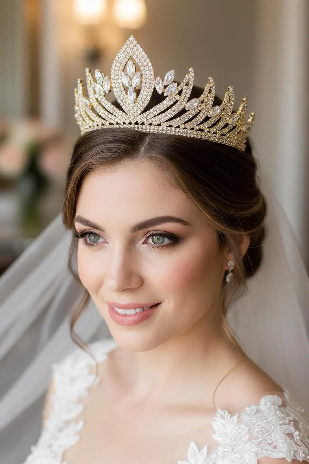 Zirkon Taşlı Gelin/Kına/Nişan/Söz Tasarım Taç