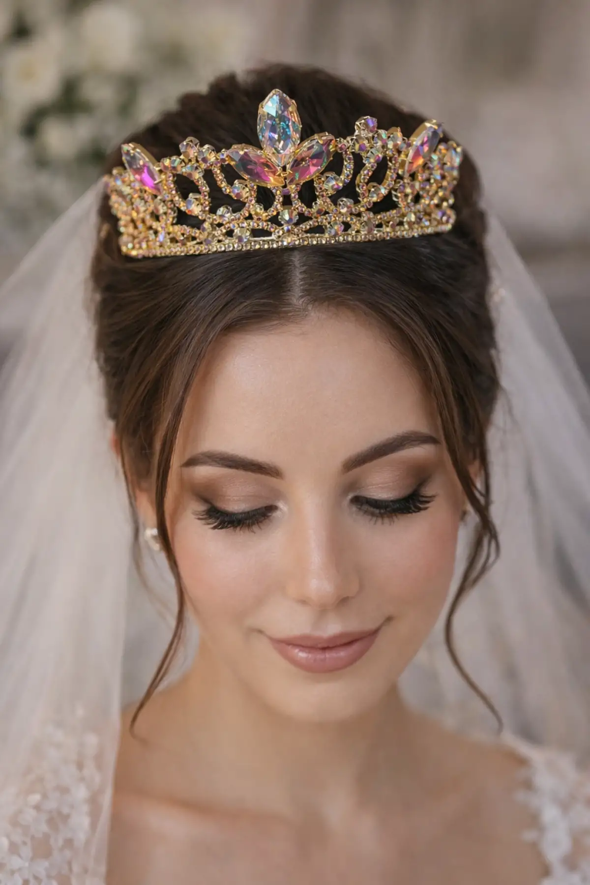 Zirkon Taşlı Gelin/Kına/Nişan/Söz Tasarım Taç