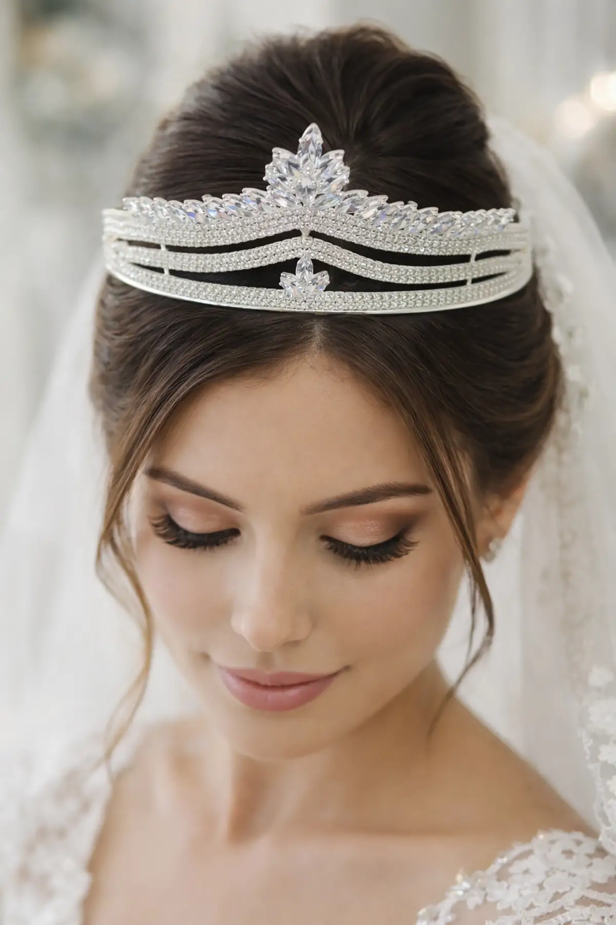 Zirkon Taşlı Gelin/Kına/Nişan/Söz Tasarım Taç