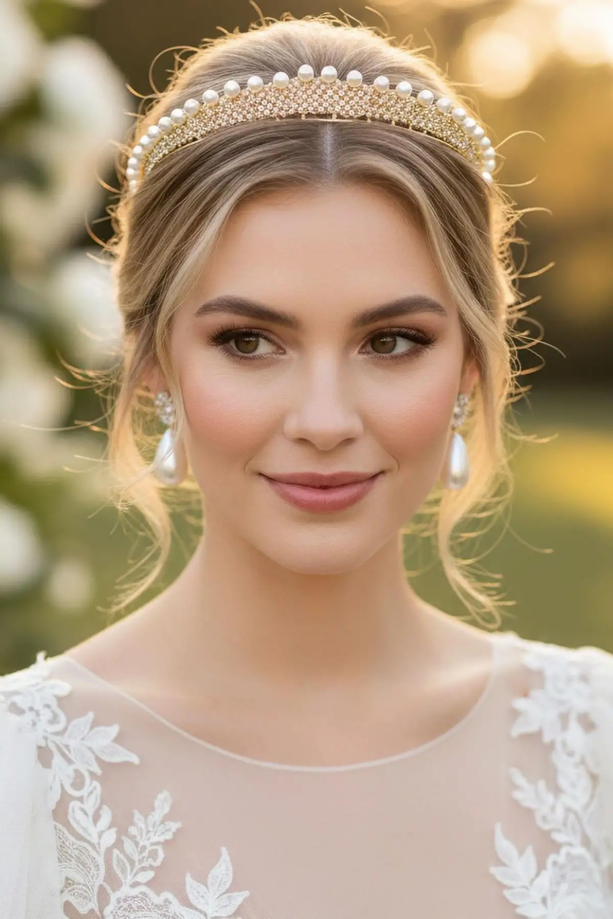 Zirkon Taşlı İnci Detaylı Gelin/Kına/Nişan/Söz Tasarım Taç