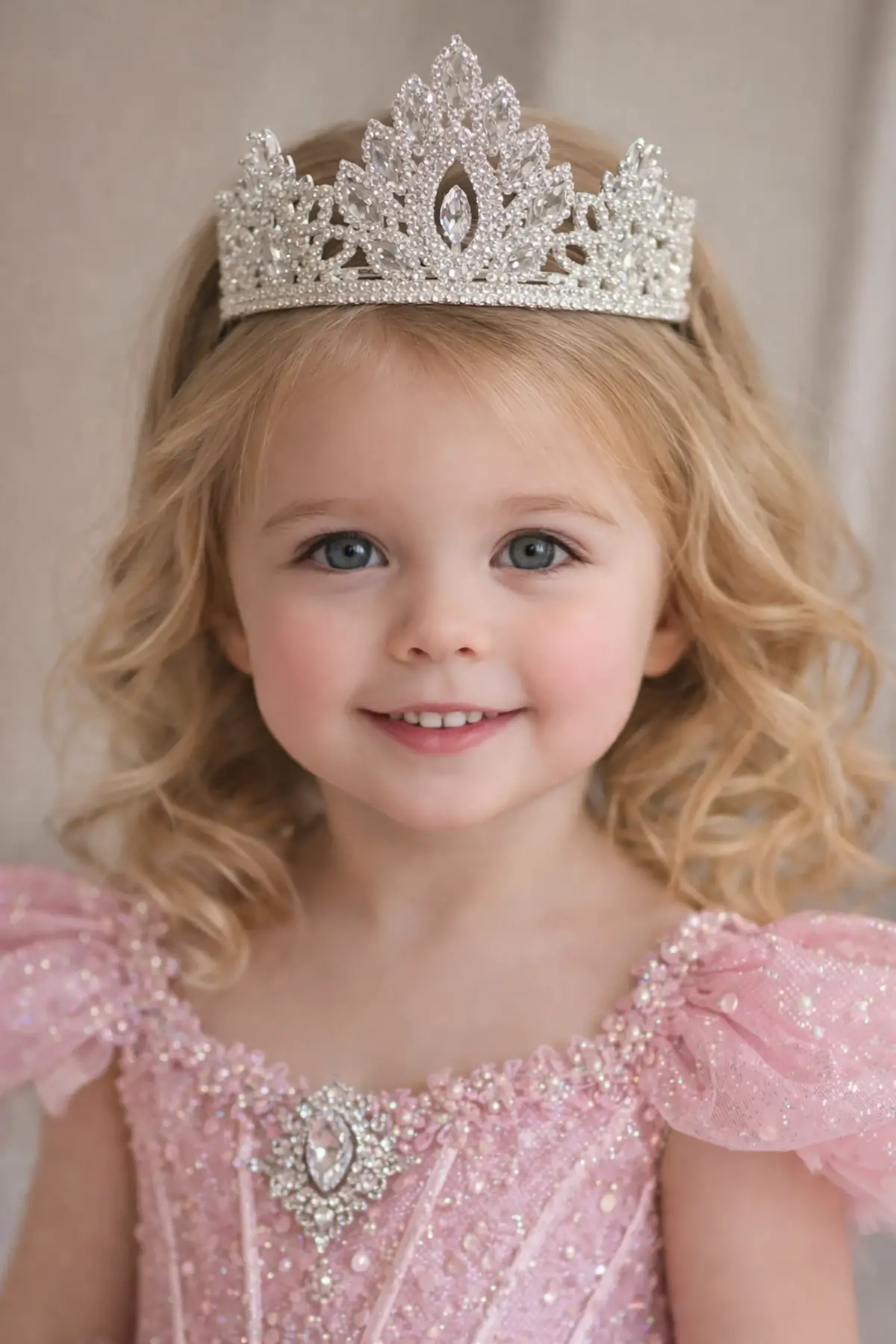 Zirkon Taşlı Tasarım Çocuk Taç