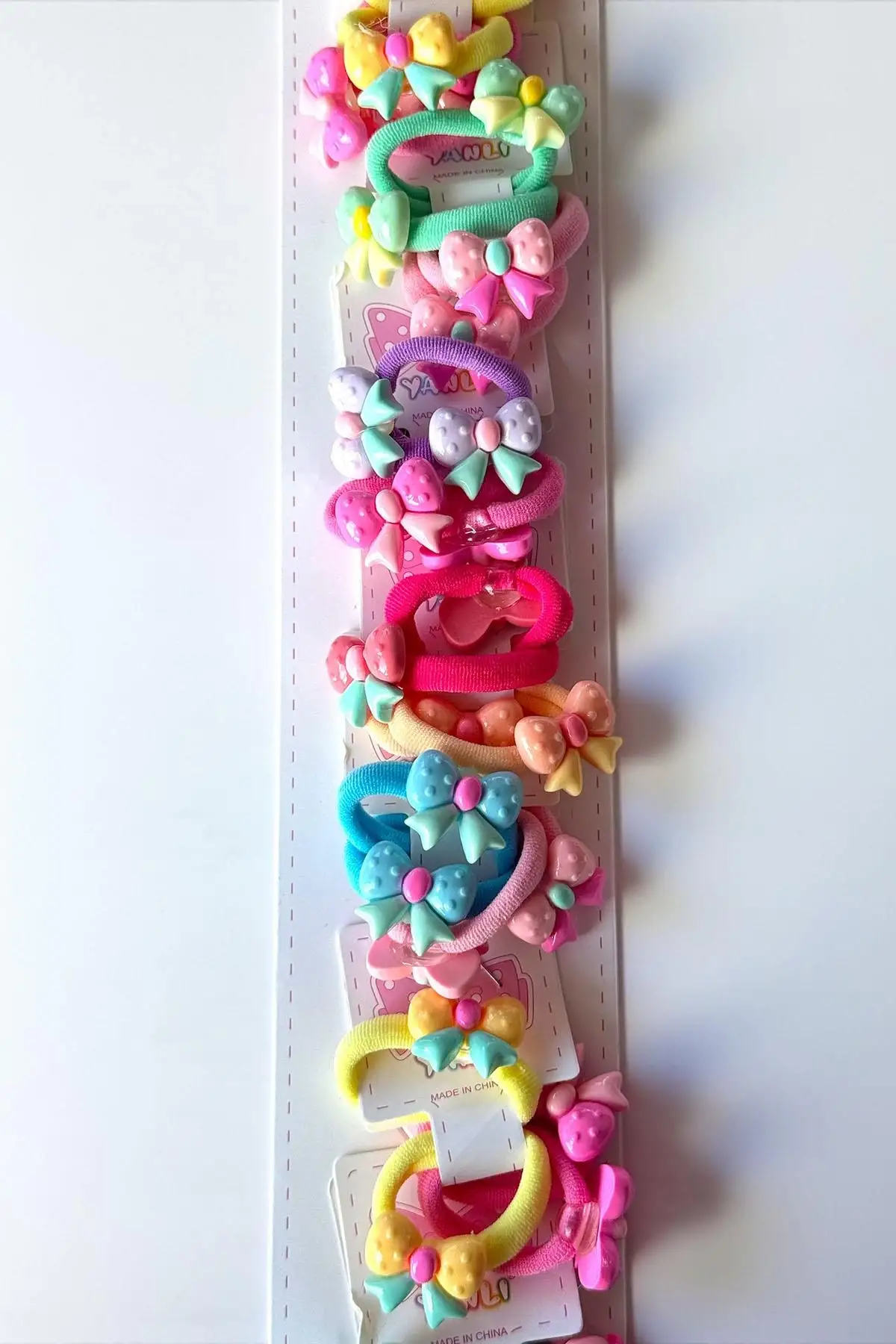 10lu Karışık Renk Kurdele Figürlü Lastik Toka Set
