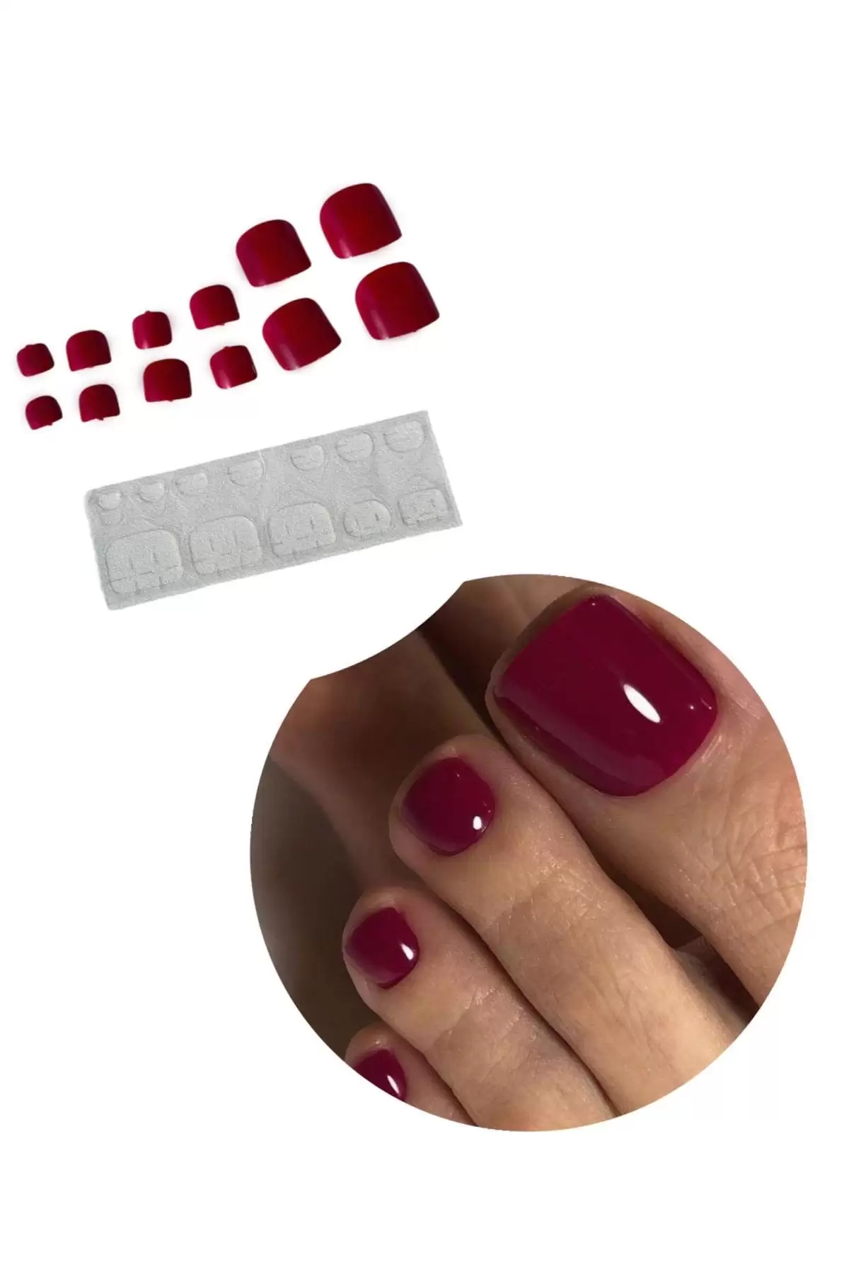 12li Fuşya Renk Ayak Takma Tırnak Seti