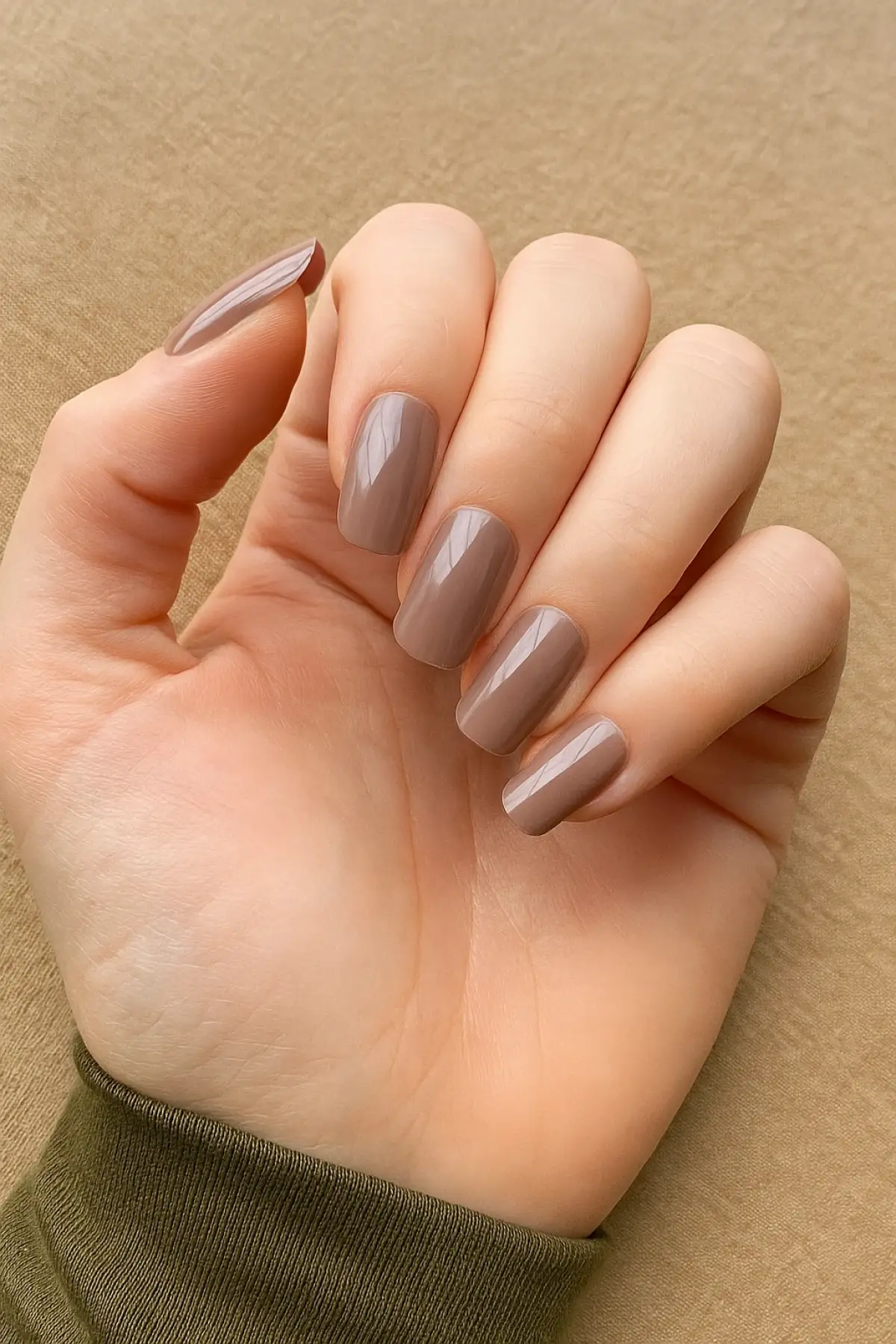 12li Gül Kurusu Renk Kedi Gözü Yansımal Takma Tırnak Set (Yapıştırıcılı)