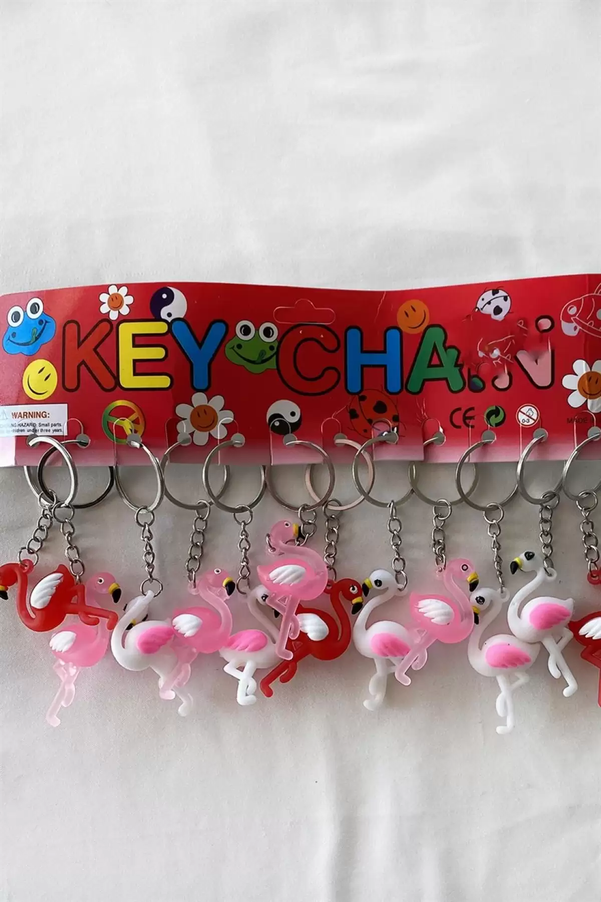 12li Karışık Renk Flamingo Figürlü Anahtarlık Set
