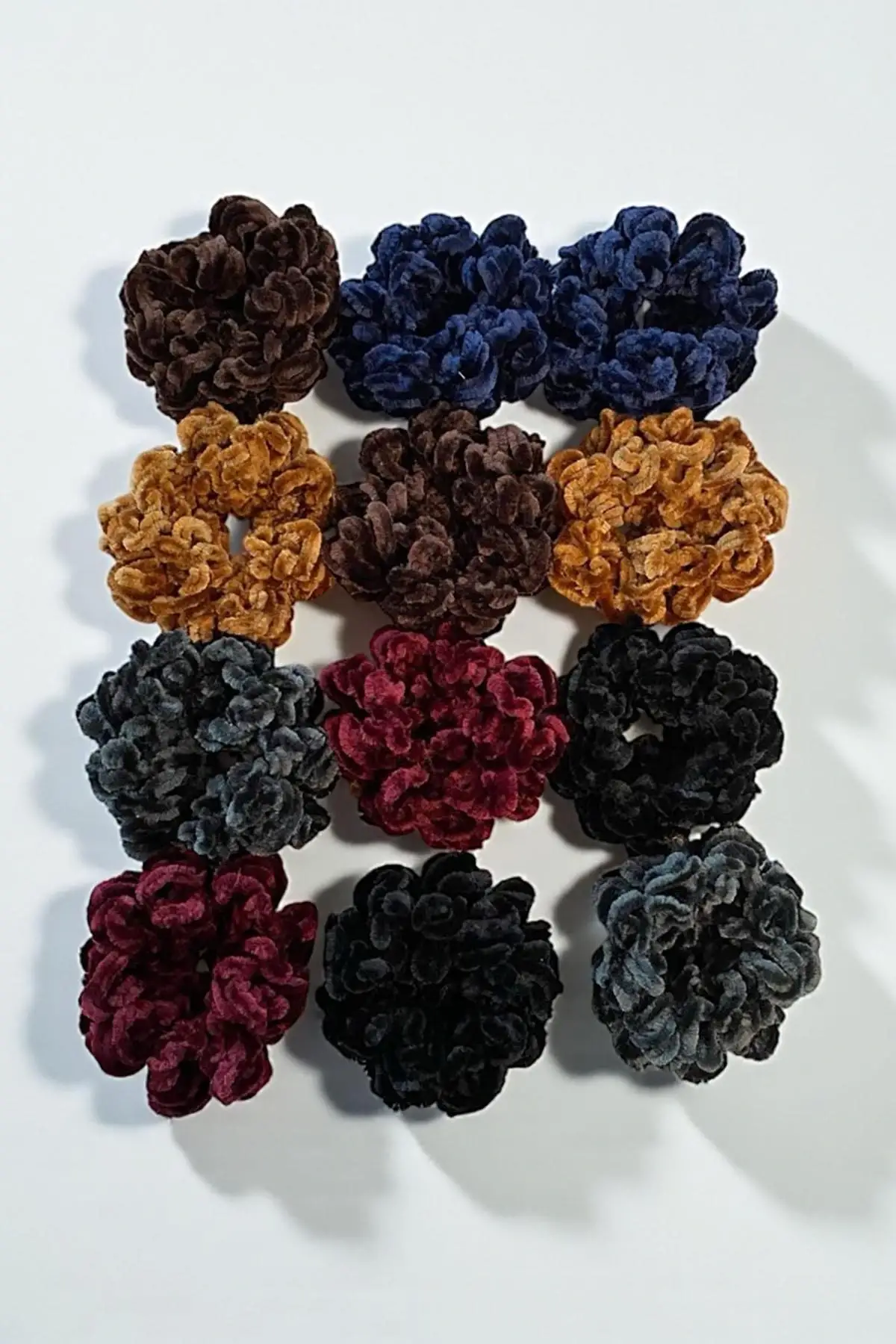 12li Karışık Renk Peluş Simit Toka Set