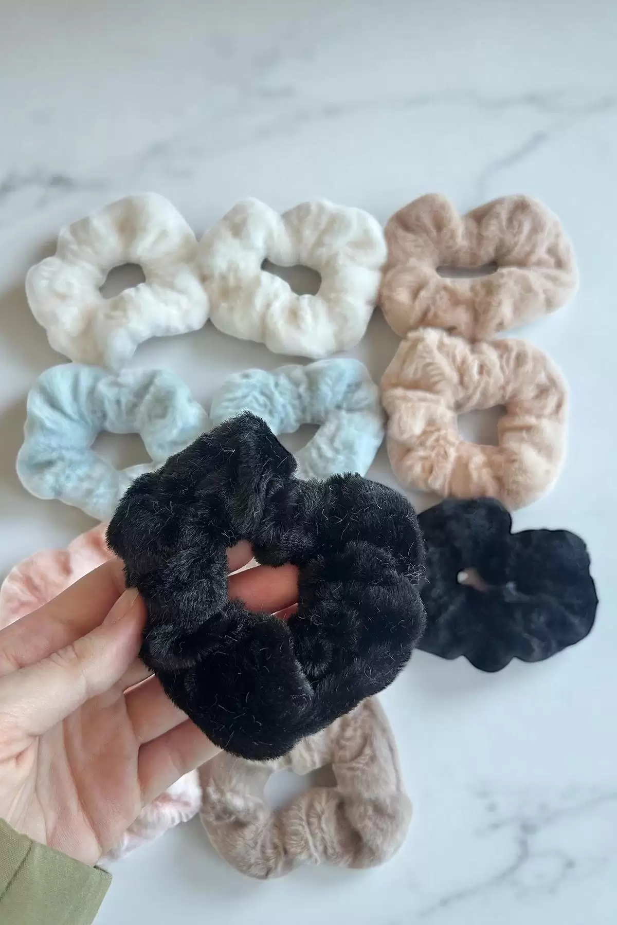 12li Karışık Renk Peluş Simit Toka Set