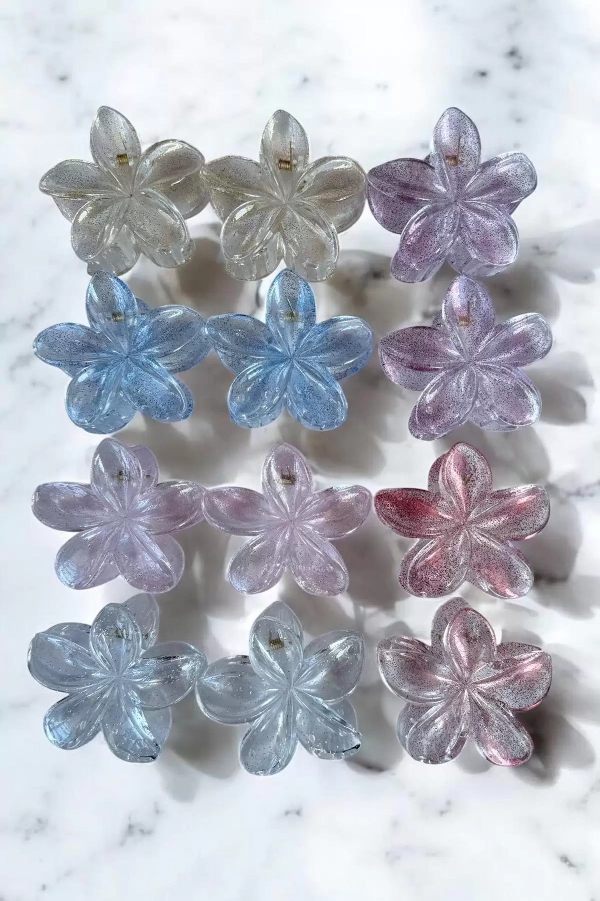 12li Karışık Renk Sim Detaylı Lotus Mandal Toka Set