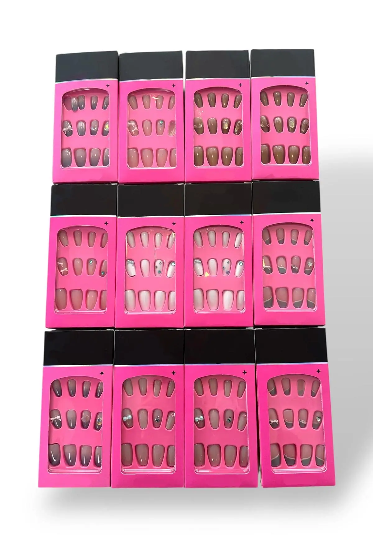 12li Karışık Renk Takma Tırnak Set