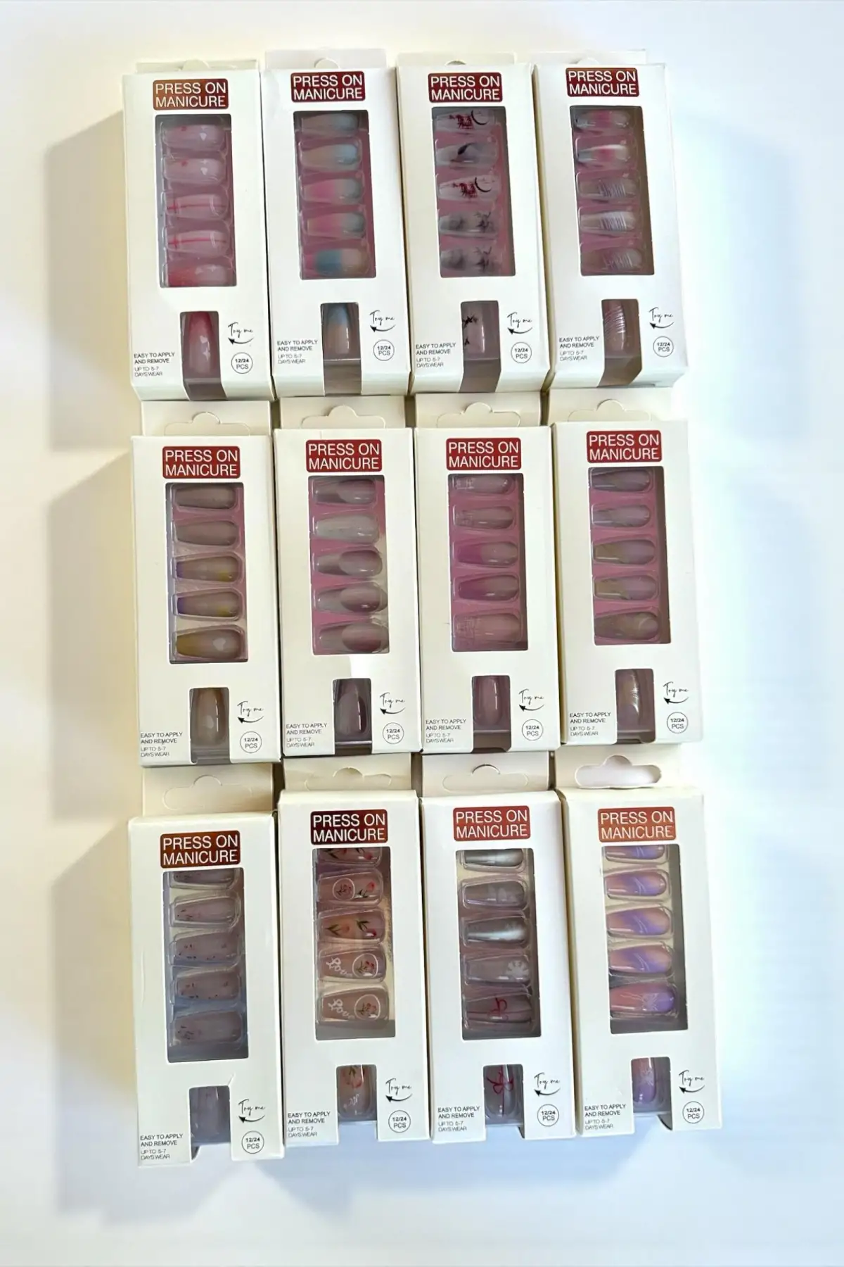 12li Karışık Renk Takma Tırnak Set