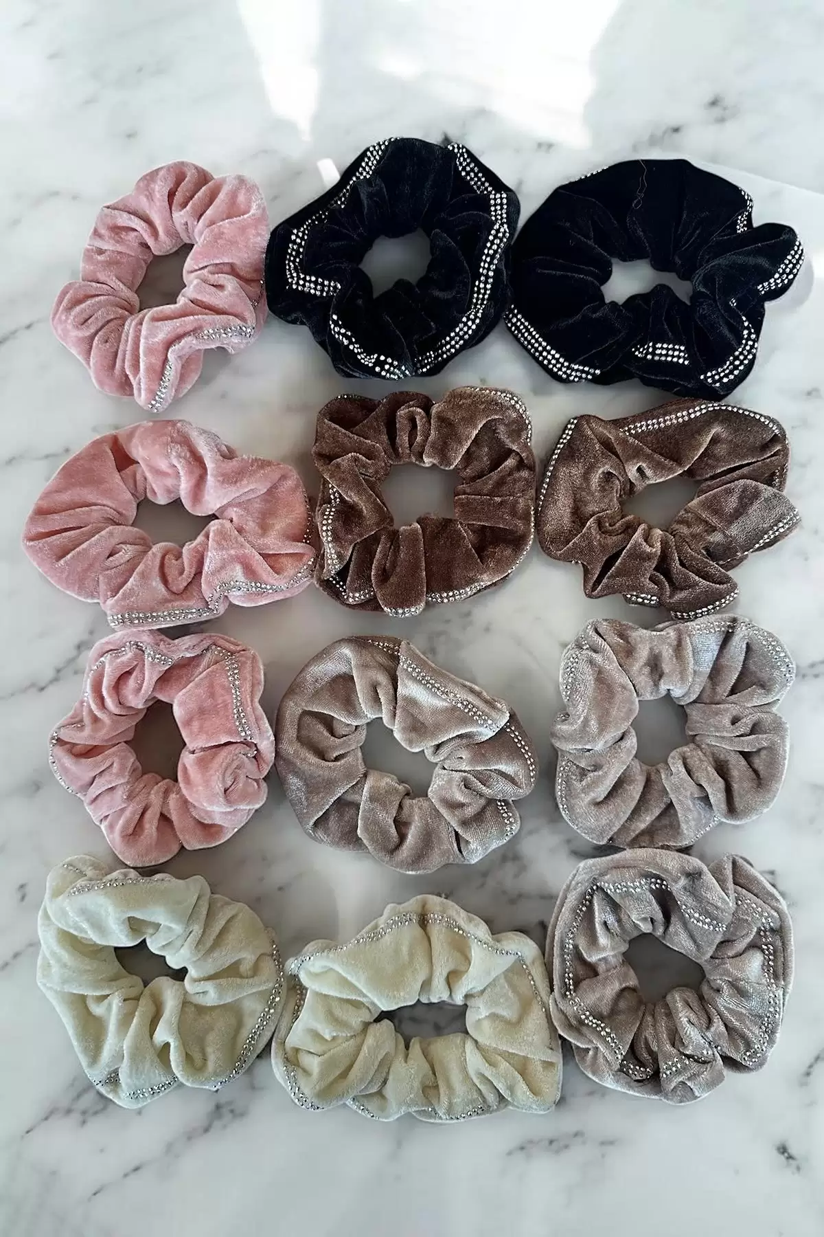 12li Karışık Renk Taş Detaylı Simit Toka Set