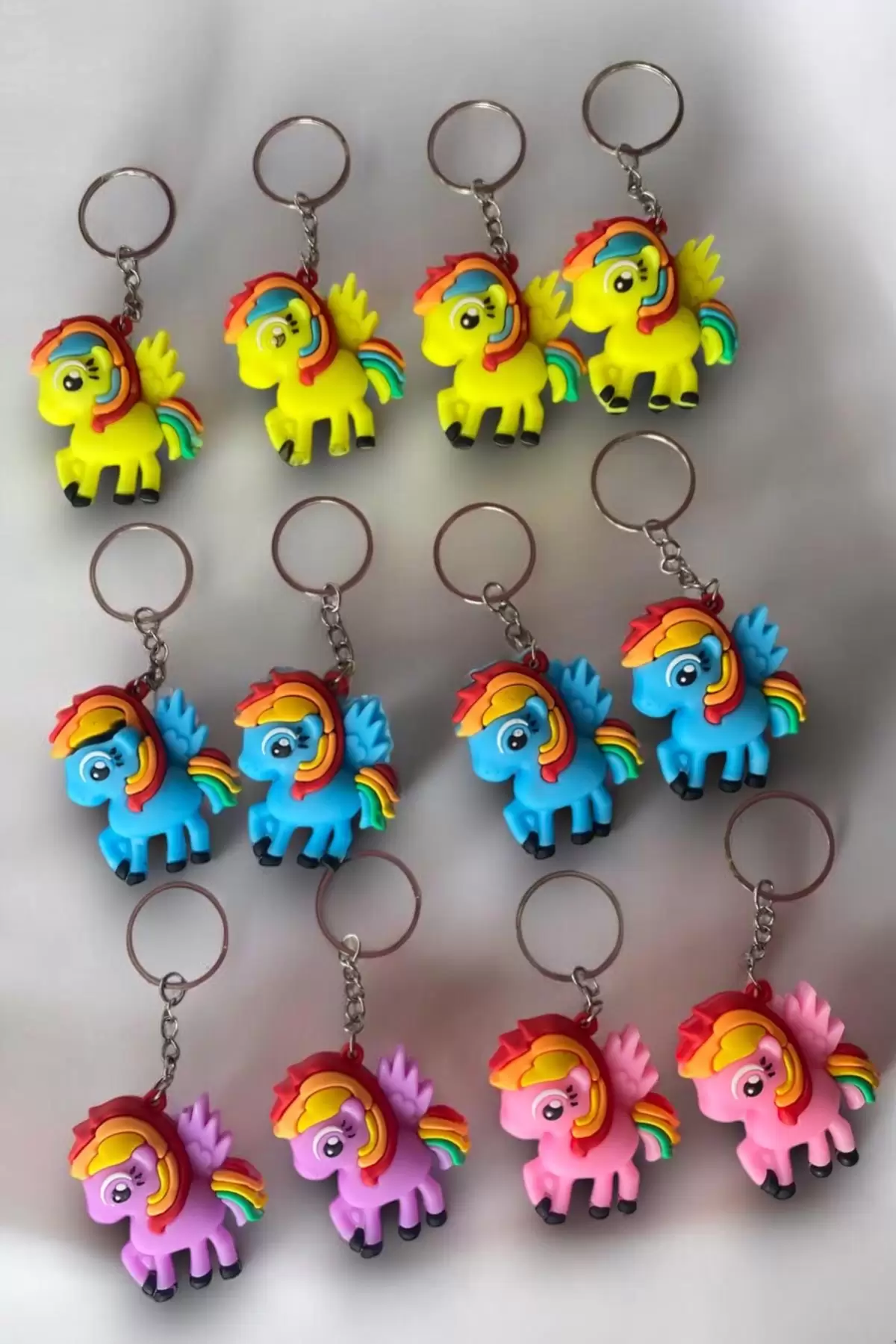 12li Karışık Renk Unicorn Figürlü Anahtarlık Set