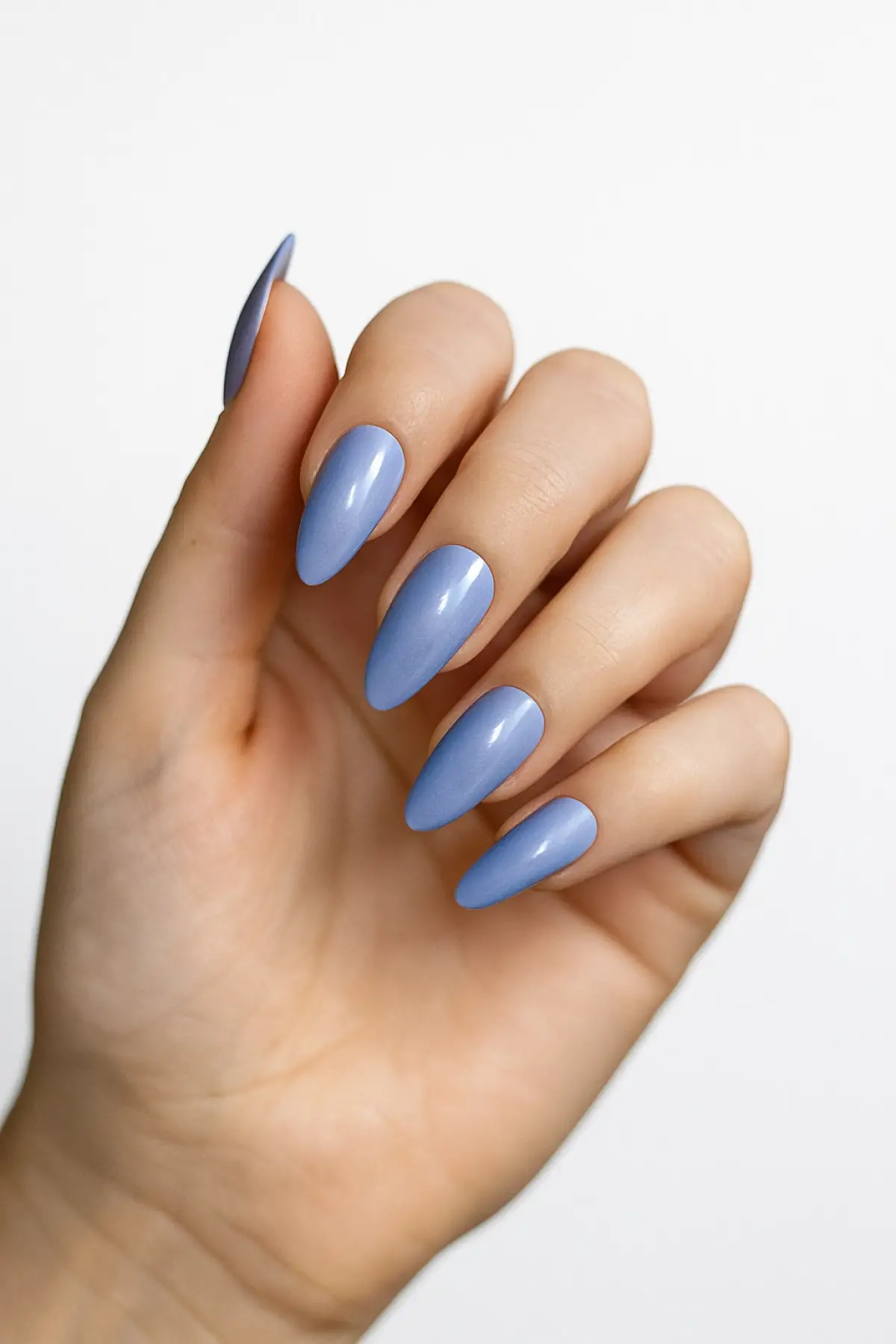 12li Koyu Mavi Renk Kedi Gözü Yansımal Takma Tırnak Set (Yapıştırıcılı)