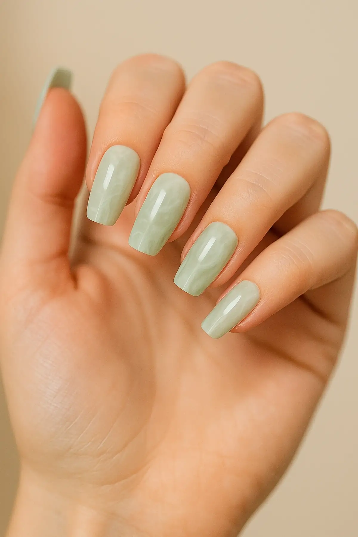 12li Yeşil Renk Kedi Gözü Yansımal Takma Tırnak Set (Yapıştırıcılı)