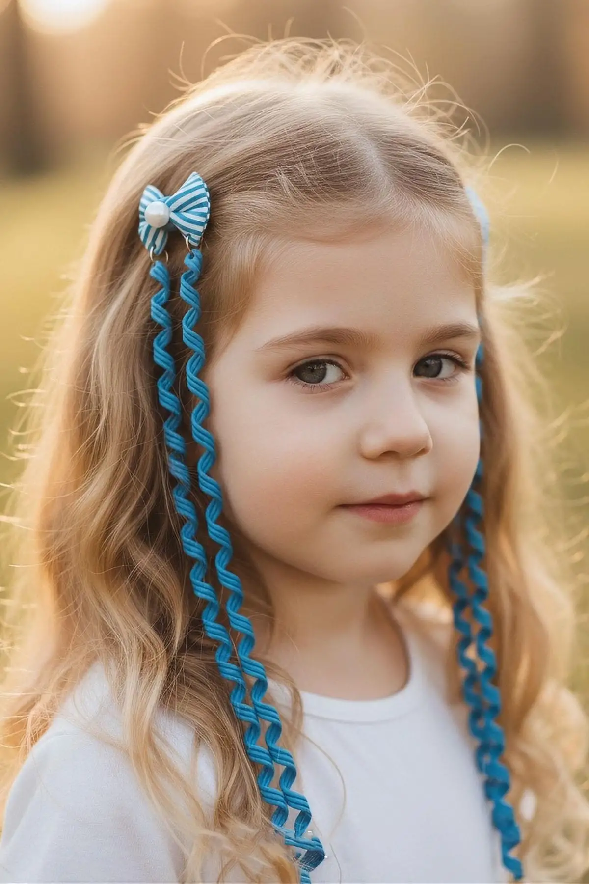 2li Mavi Renk Kurdele Figürlü Çocuk Yan Toka