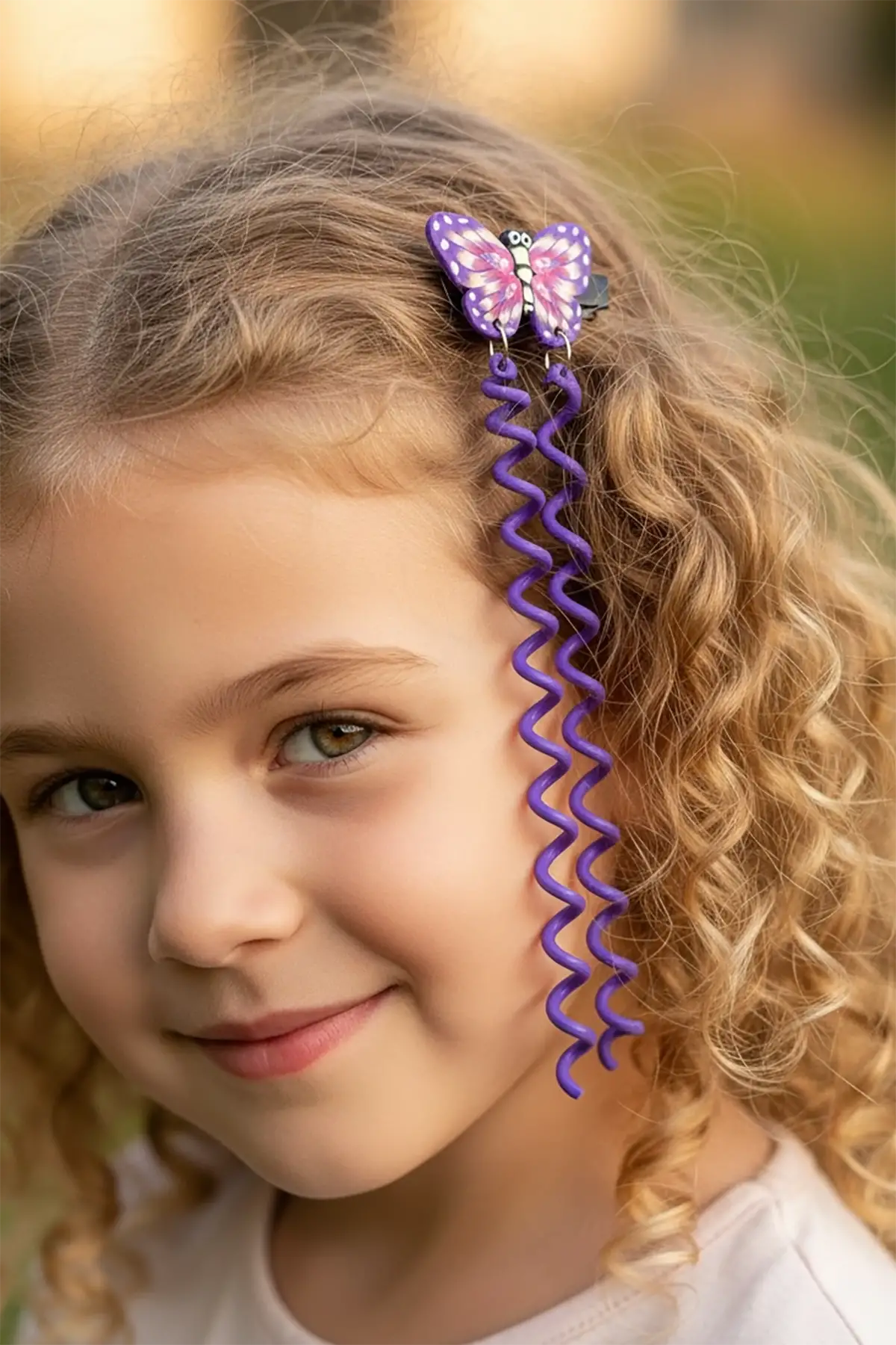 2li Mor Renk Kelebek Figürlü Çocuk Yan Toka