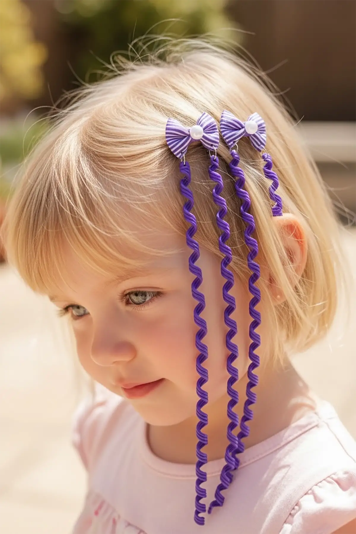 2li Mor Renk Kurdele Figürlü Çocuk Yan Toka