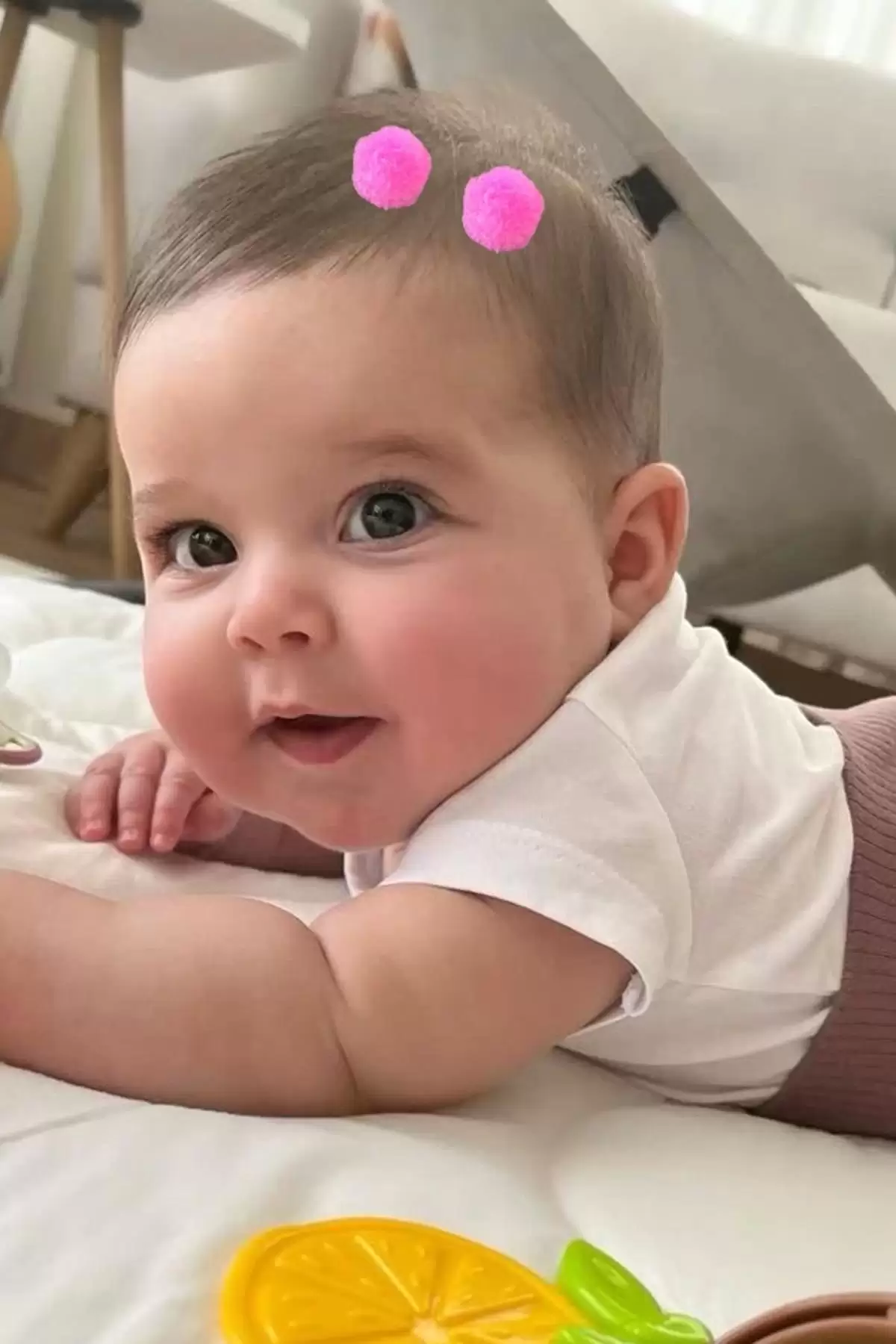 2li Pembe Renk Ponponlu Saçsız Bebek Tokası