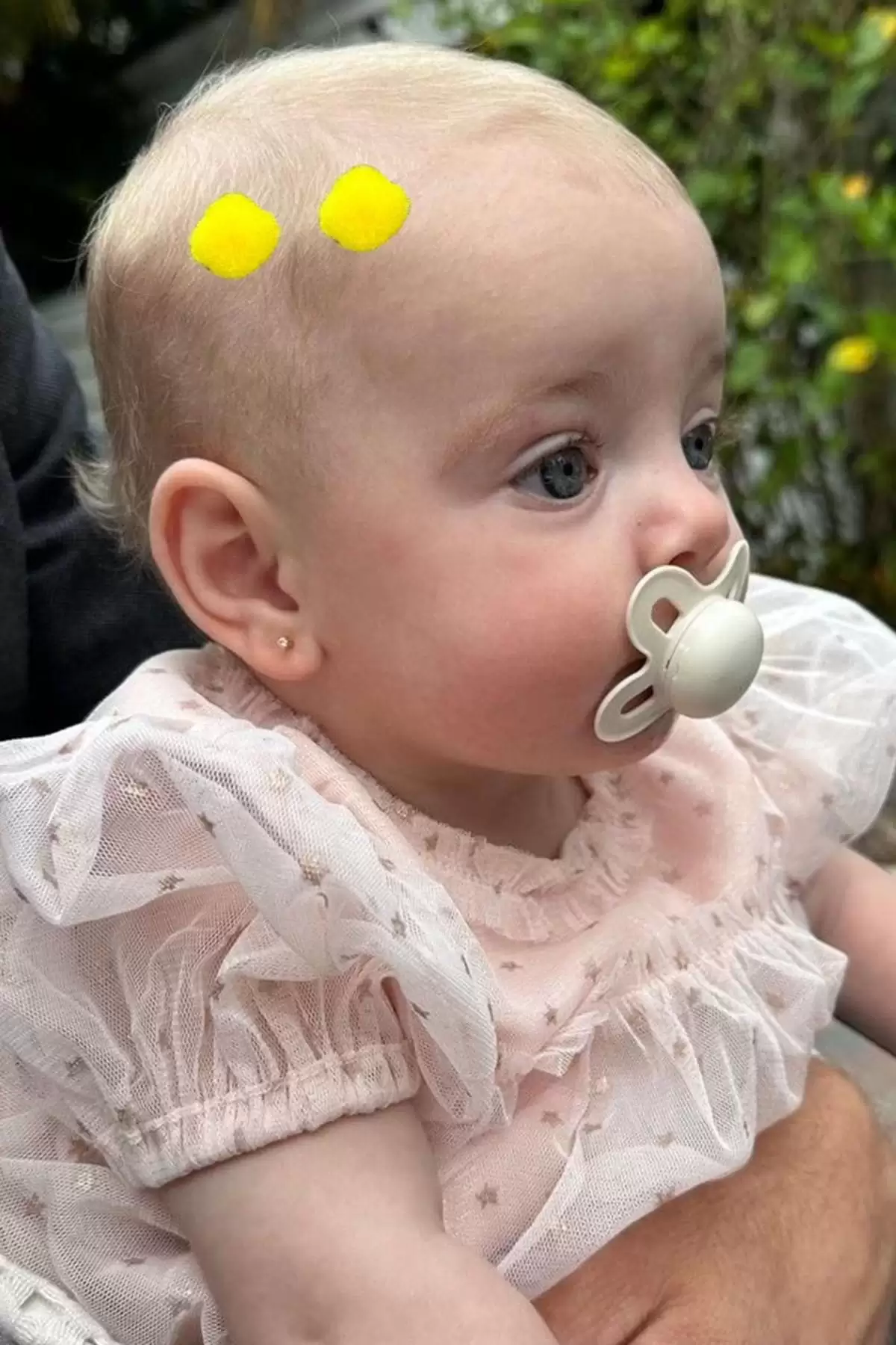 2li Sarı Renk Ponponlu Saçsız Bebek Tokası